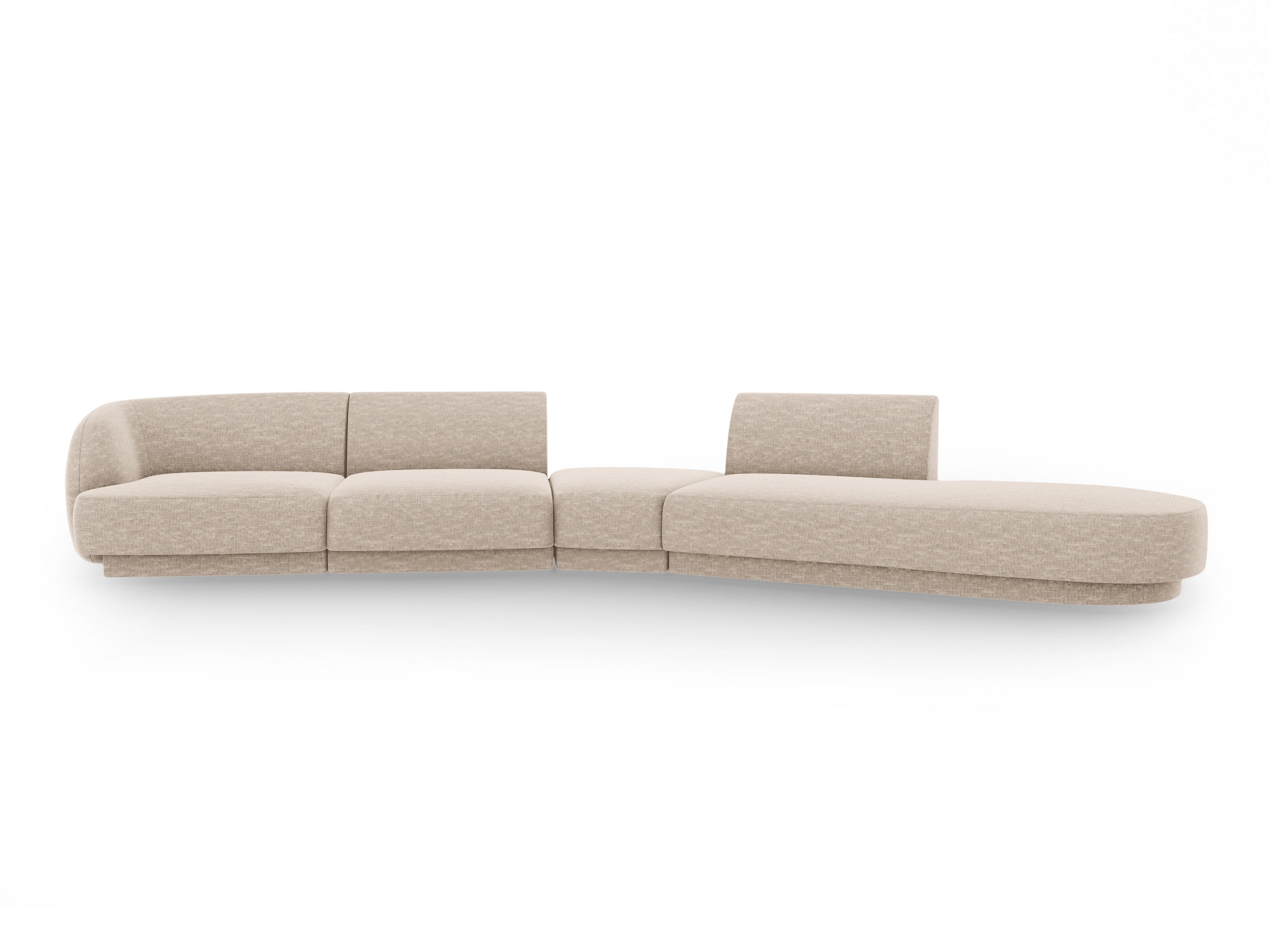 Right-facing modular corner sofa for 7 people MILEY beige chenille