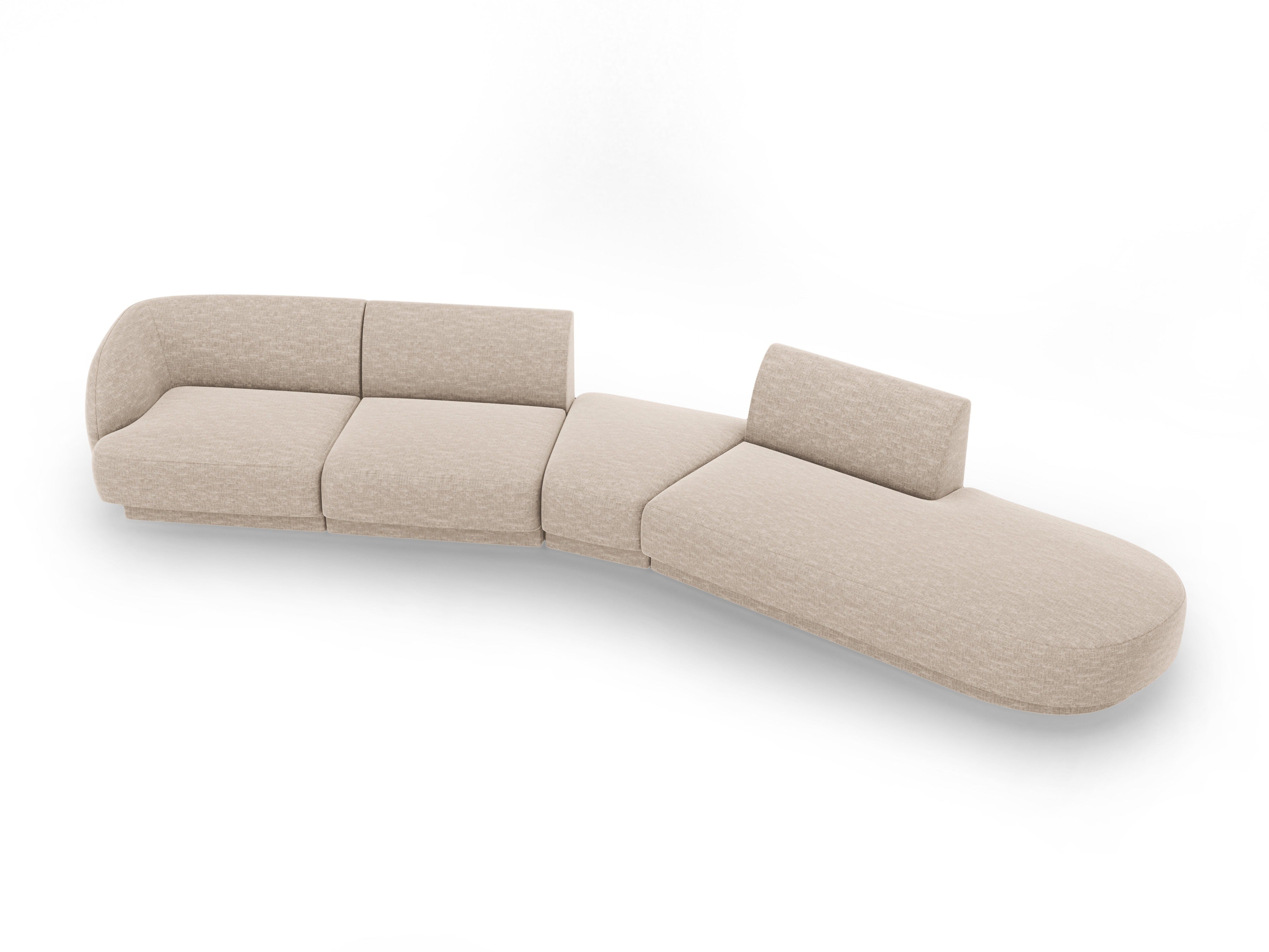 Right-facing modular corner sofa for 7 people MILEY beige chenille