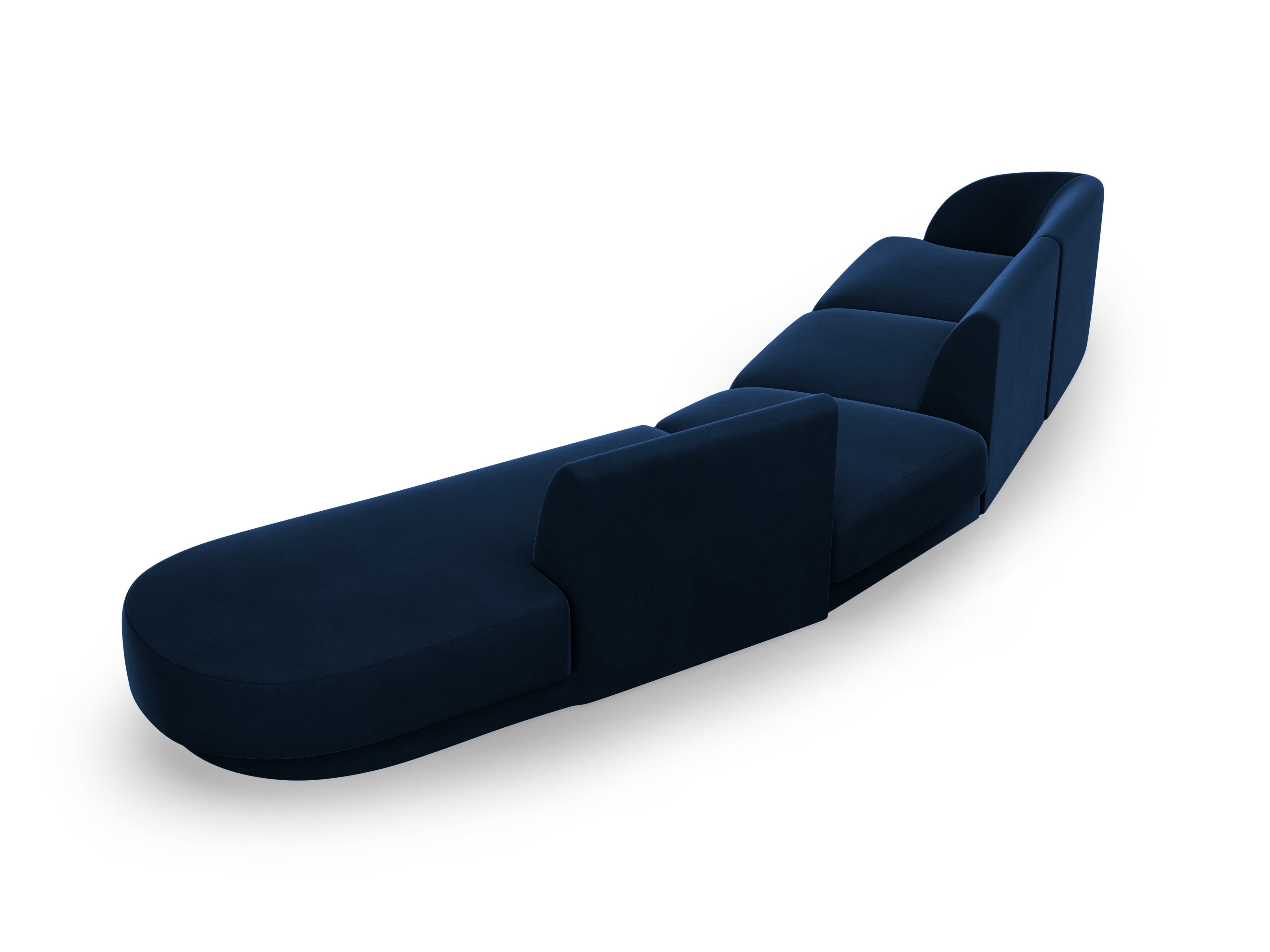 Modular velvet corner sofa right-facing 7-seater MILEY royal blue