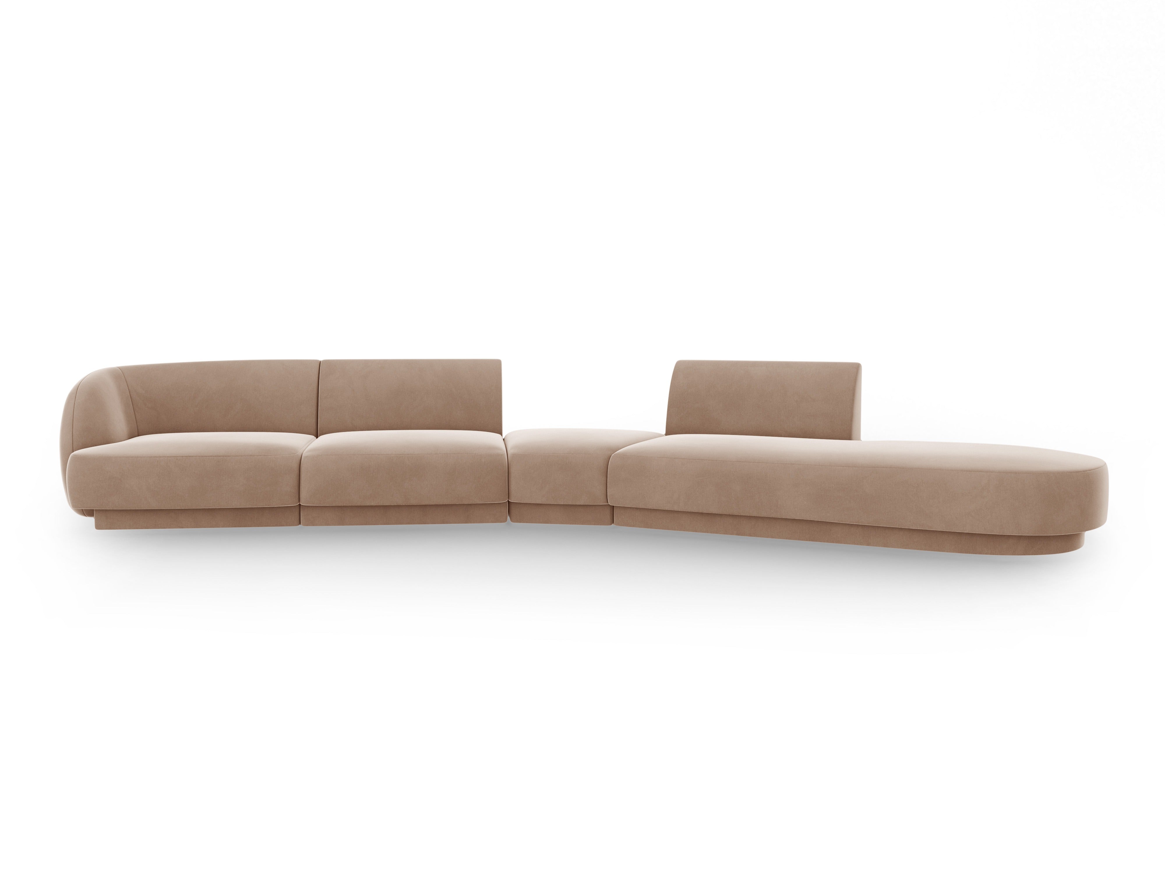 Right-facing velvet modular corner sofa for 7 people MILEY cappuccino