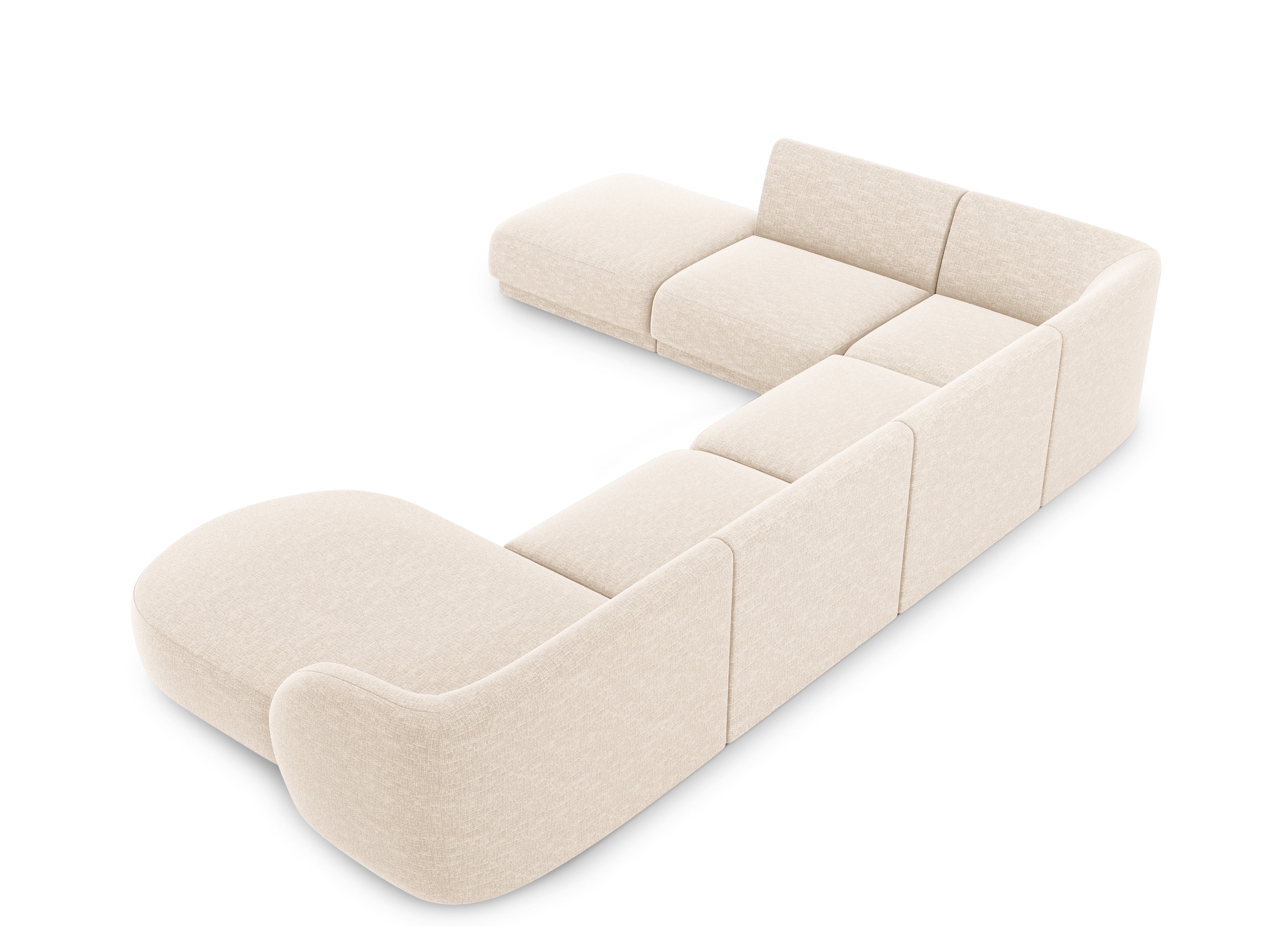 Left-facing U-shaped sofa MILEY ivory chenille
