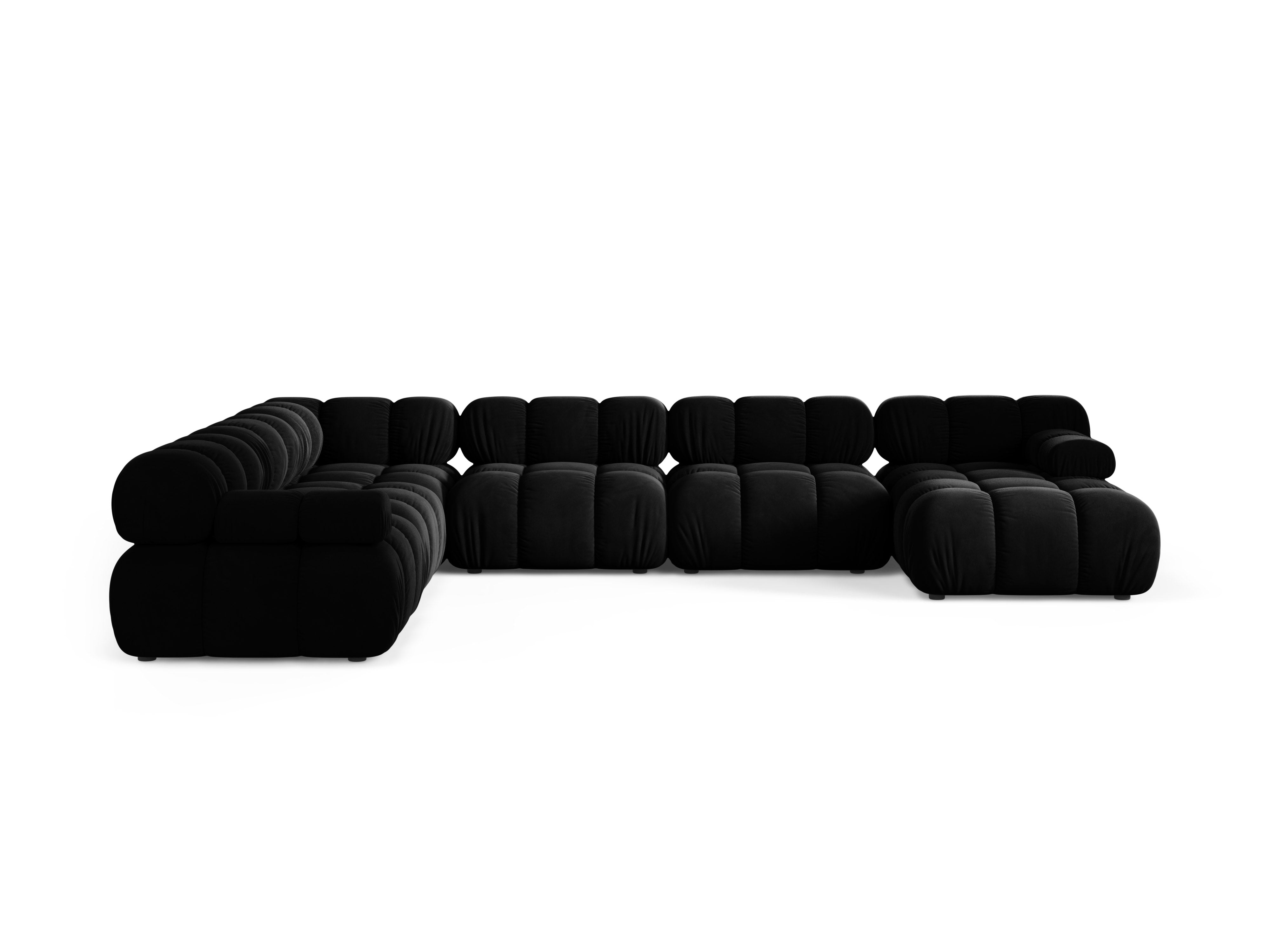 Panoramatický rohový gauč BELLIS v čiernom velvetu.