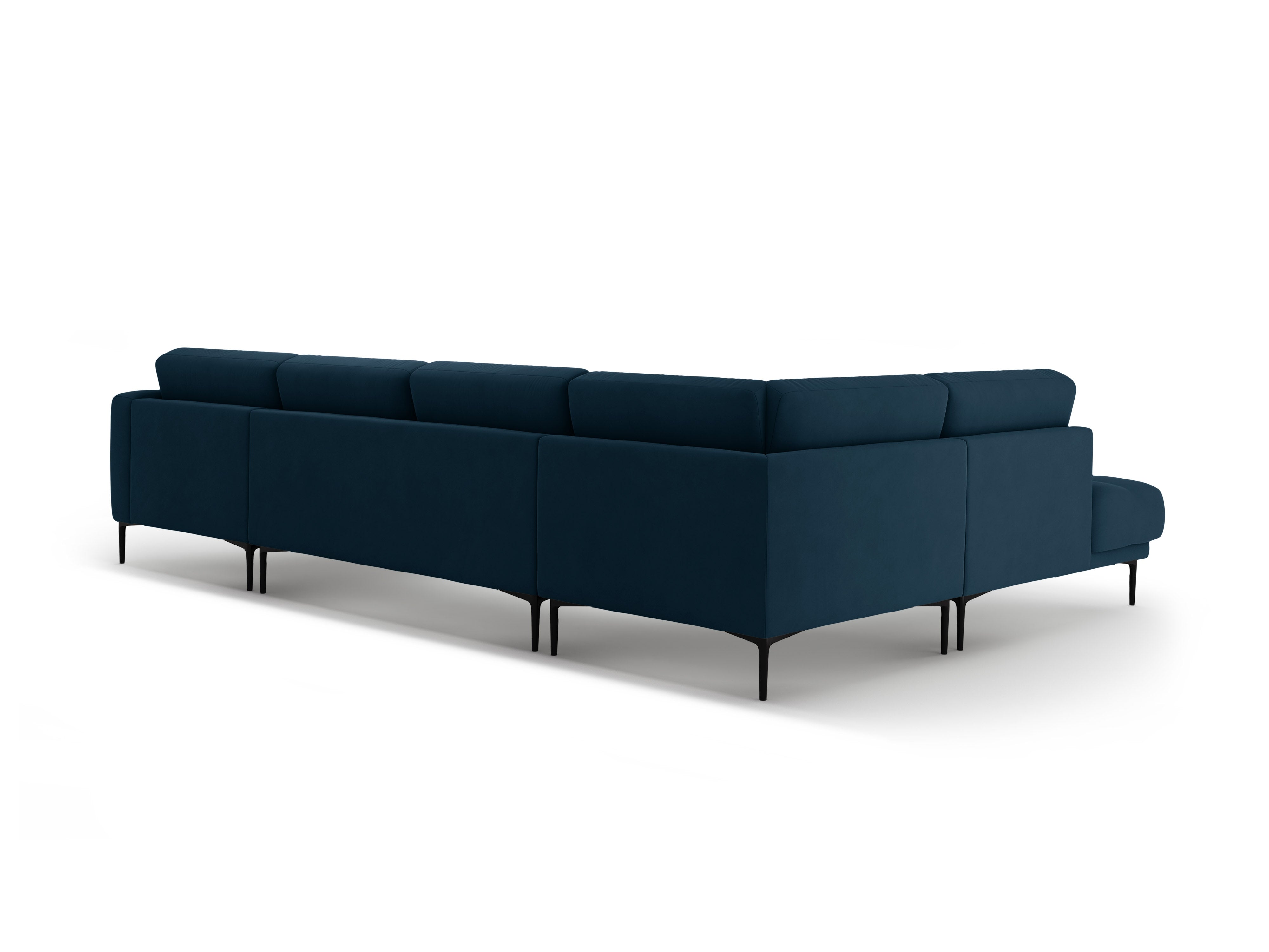 Left-sided panoramic velvet corner sofa BEMY royal blue