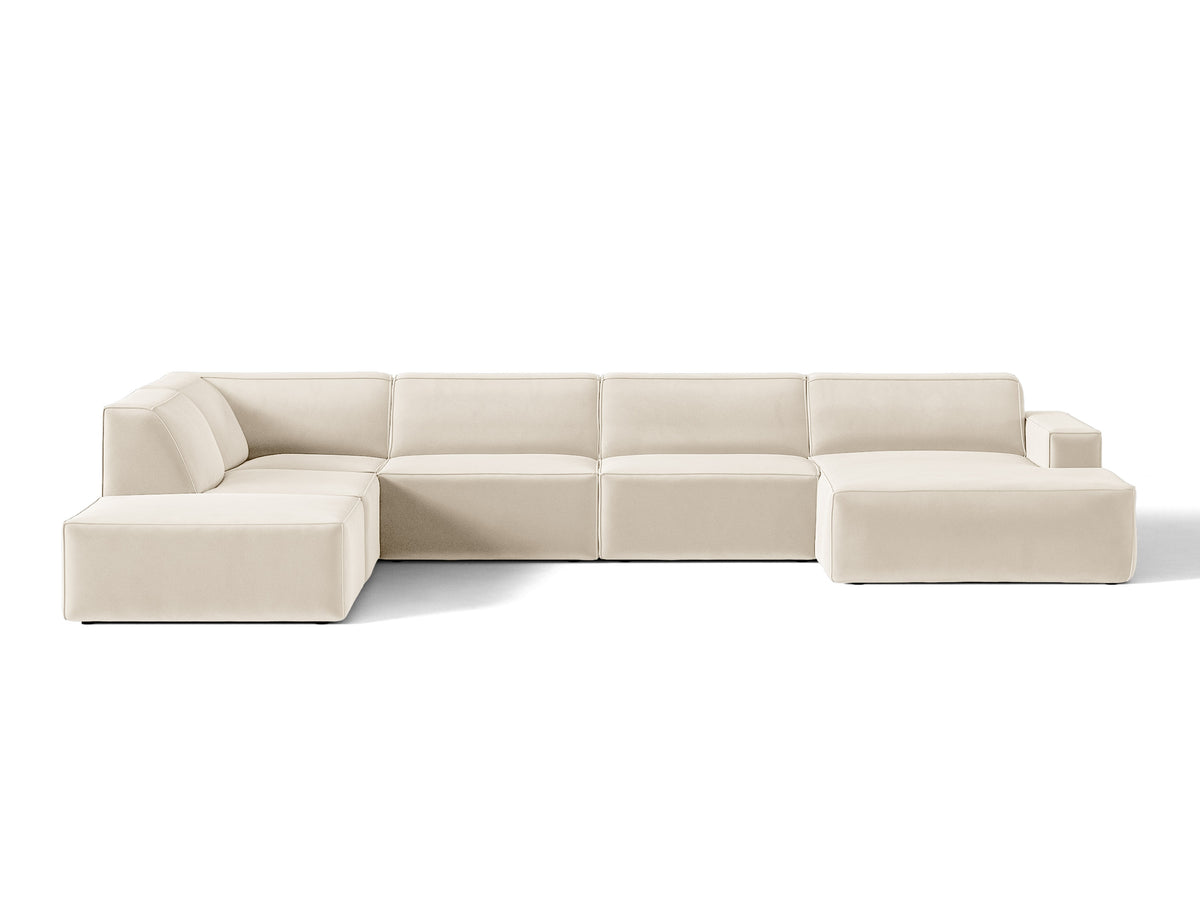 Sofa panoramatická zamatová ľavostranná JODIE svetlo béžová