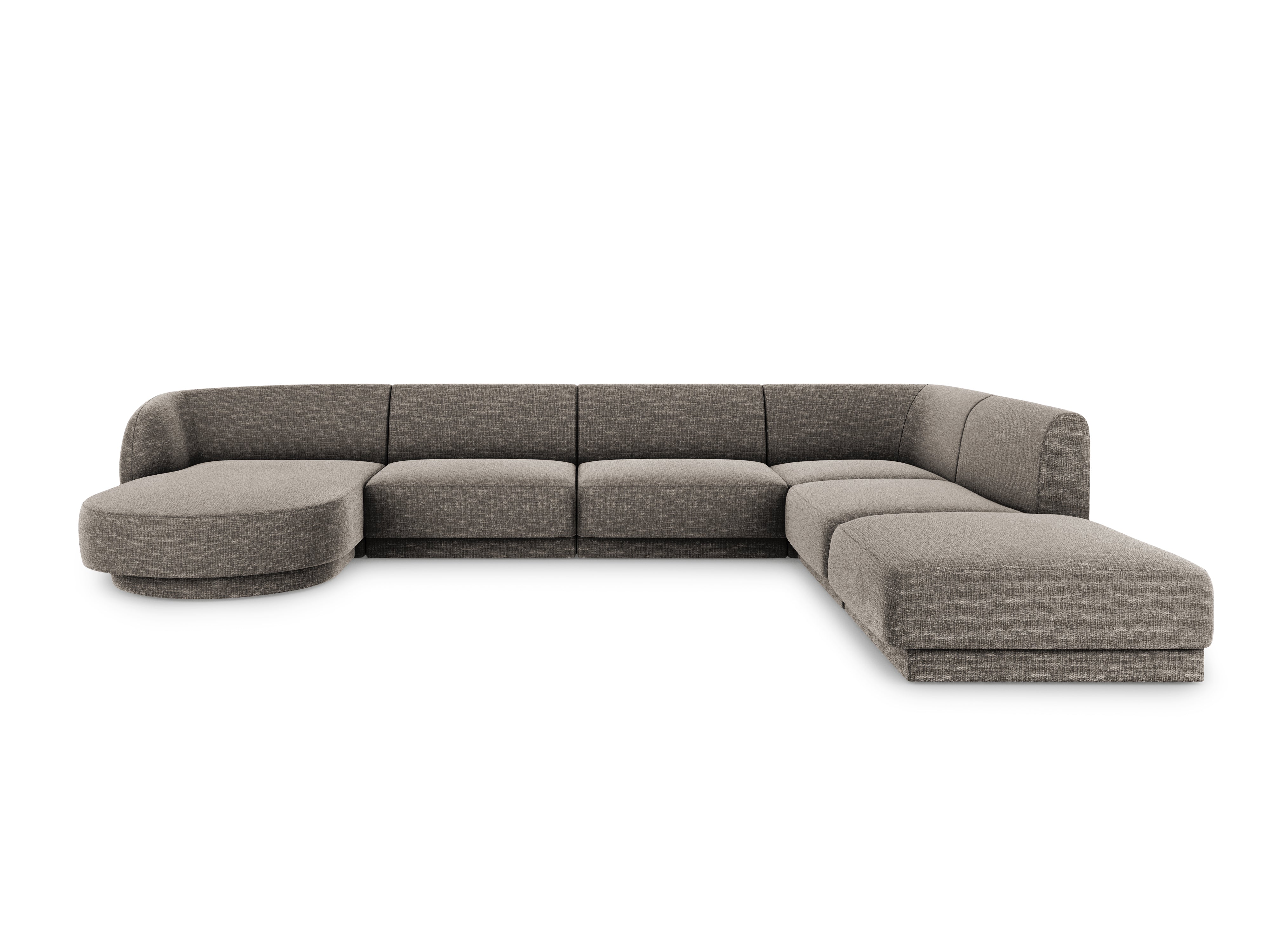 Sofa prawostronna panoramiczna w tkaninie szenilowej 6-osobowa MILEY szary Micadoni    Eye on Design