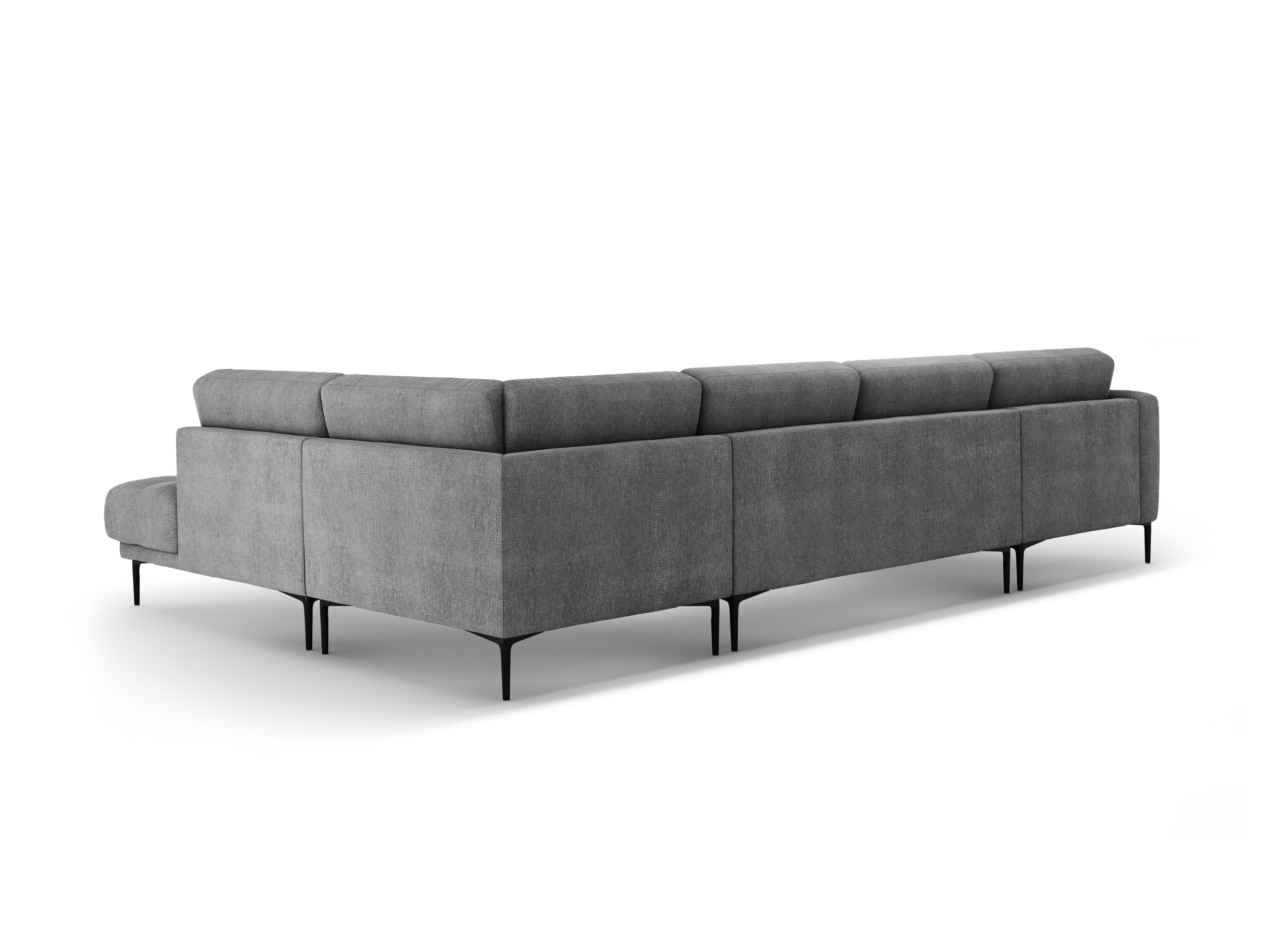 Right-sided panoramic corner sofa BEMY gray chenille
