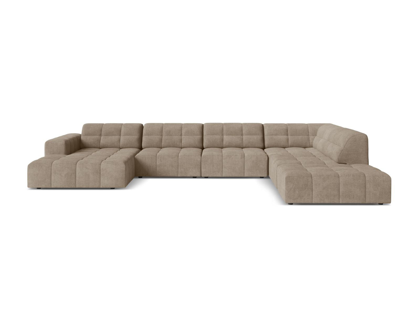 Narożnik panoramiczny prawostronny 7-osobowy JENNIFER ciemnobeżowy szenil – Micadoni