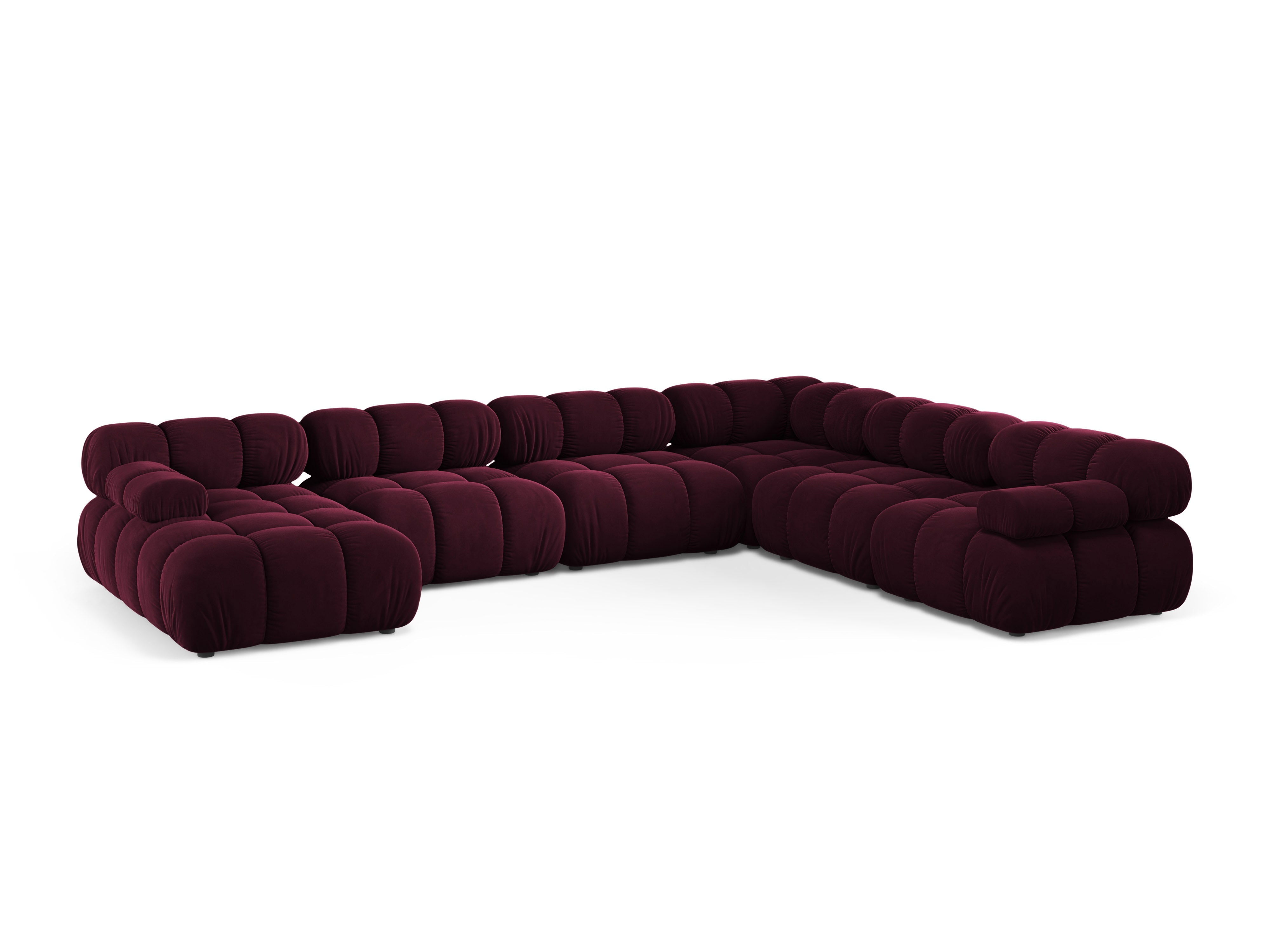 Panoramatický pravý roh BELLIS v burgundskej farbe z jemného velúru