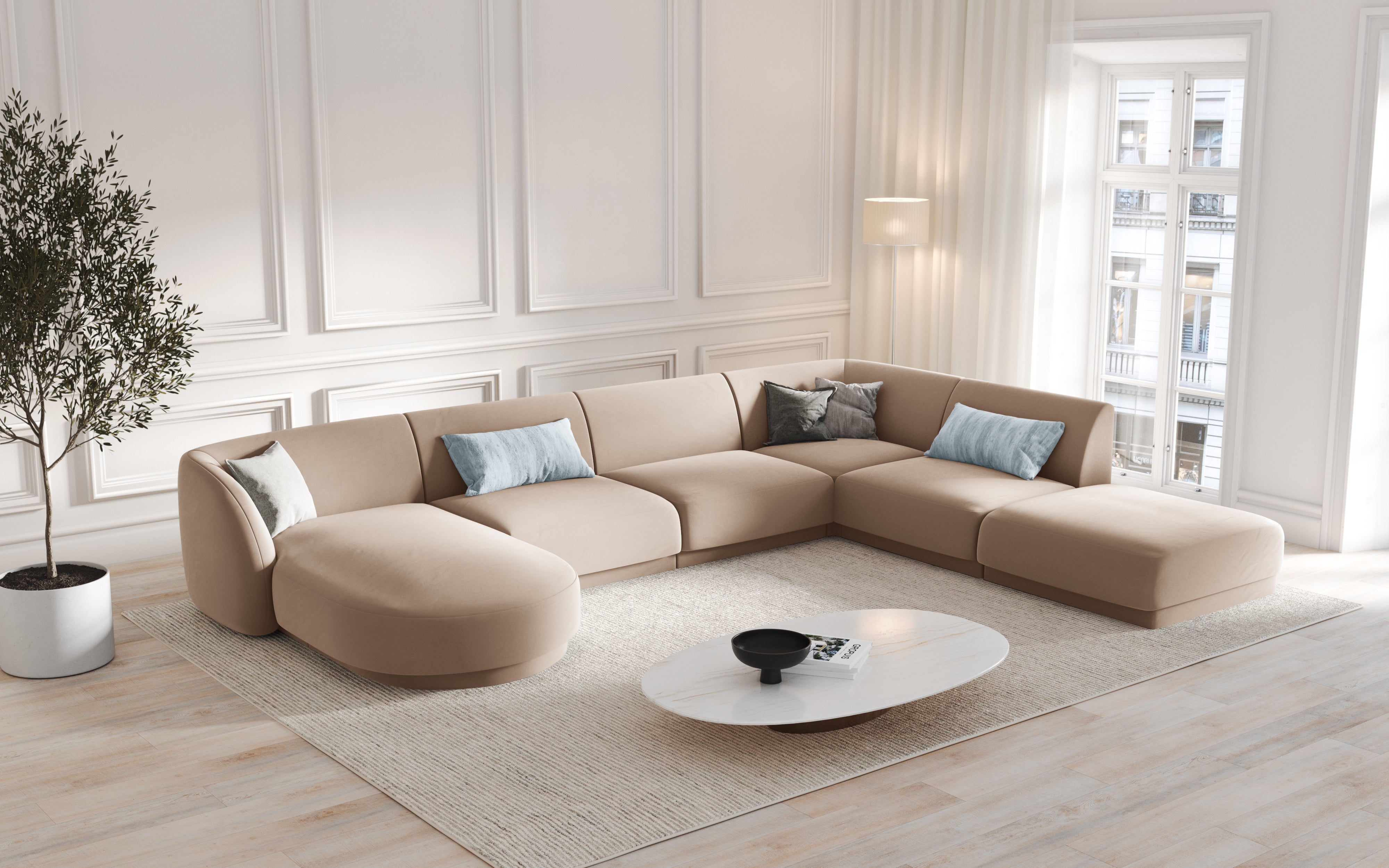 U-shaped Corner Sofa MILEY beige chenille