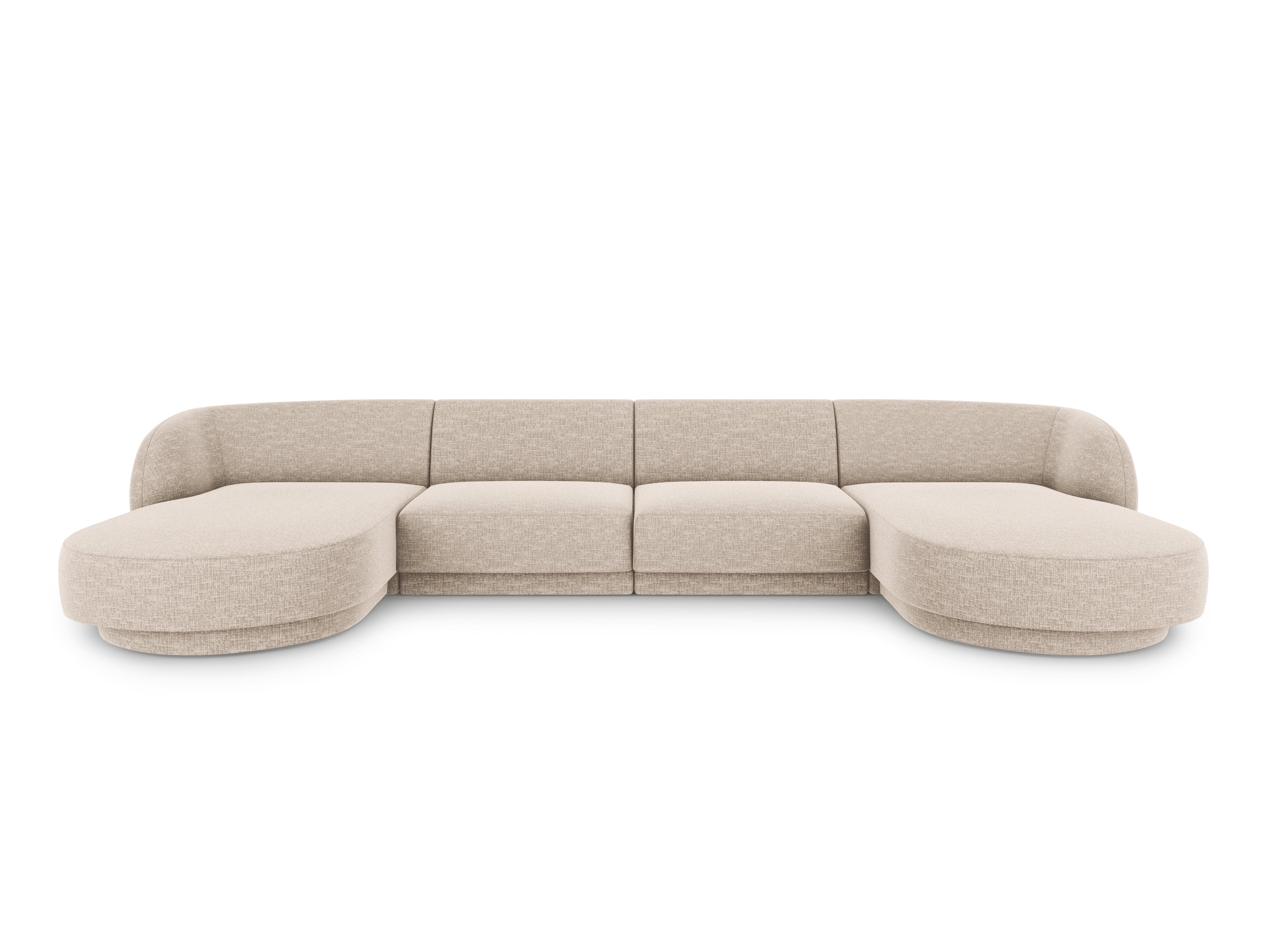 Sofa panoramiczna w tkaninie szenilowej MILEY beżowy Micadoni    Eye on Design