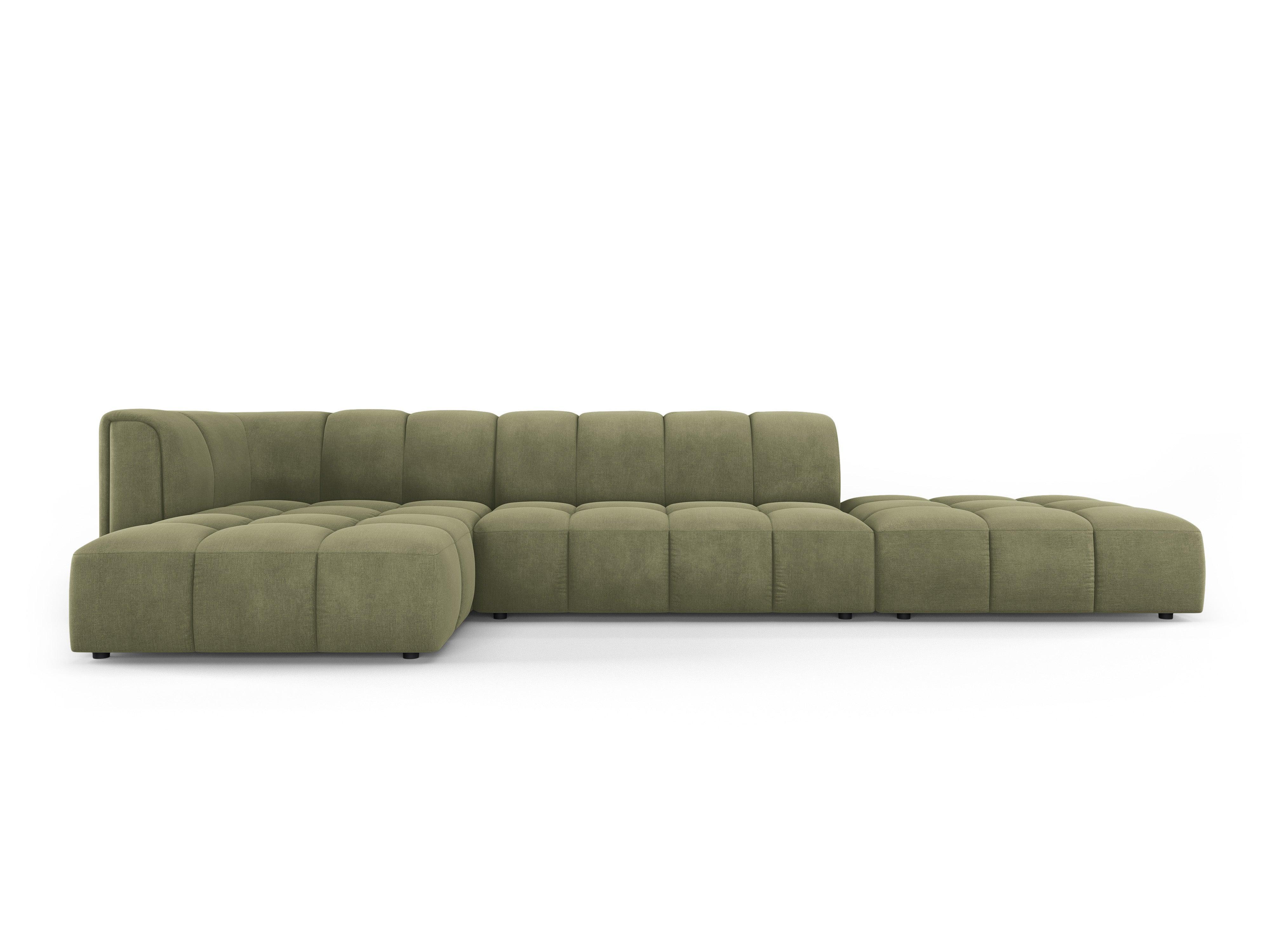 Corner sofa 5 seater left open FRANCESCA light green chenille Milo Casa Eye on Design