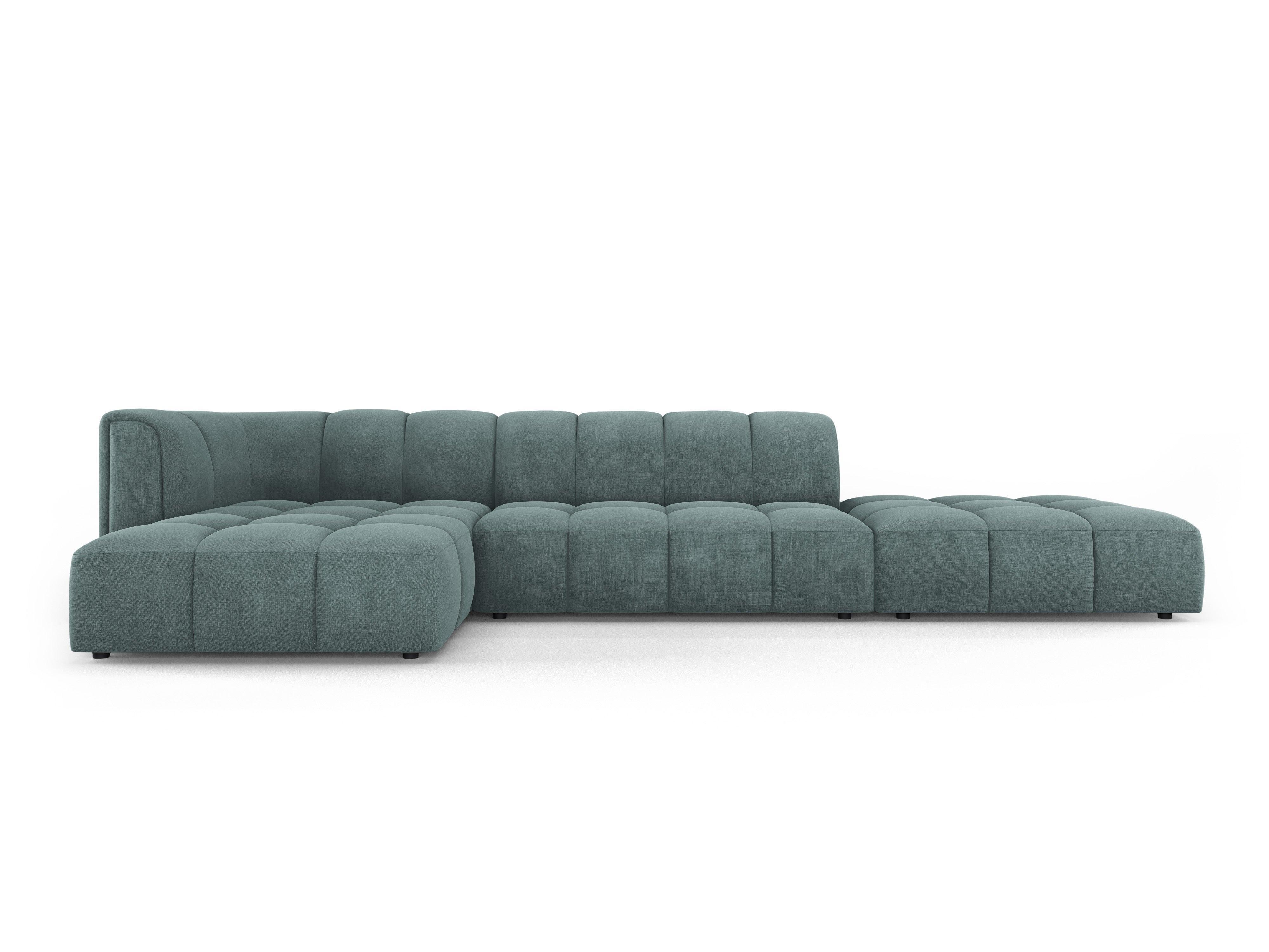 FRANCESCA 5-seater left-hand open sofa bed sea green chenille Milo Casa Eye on Design