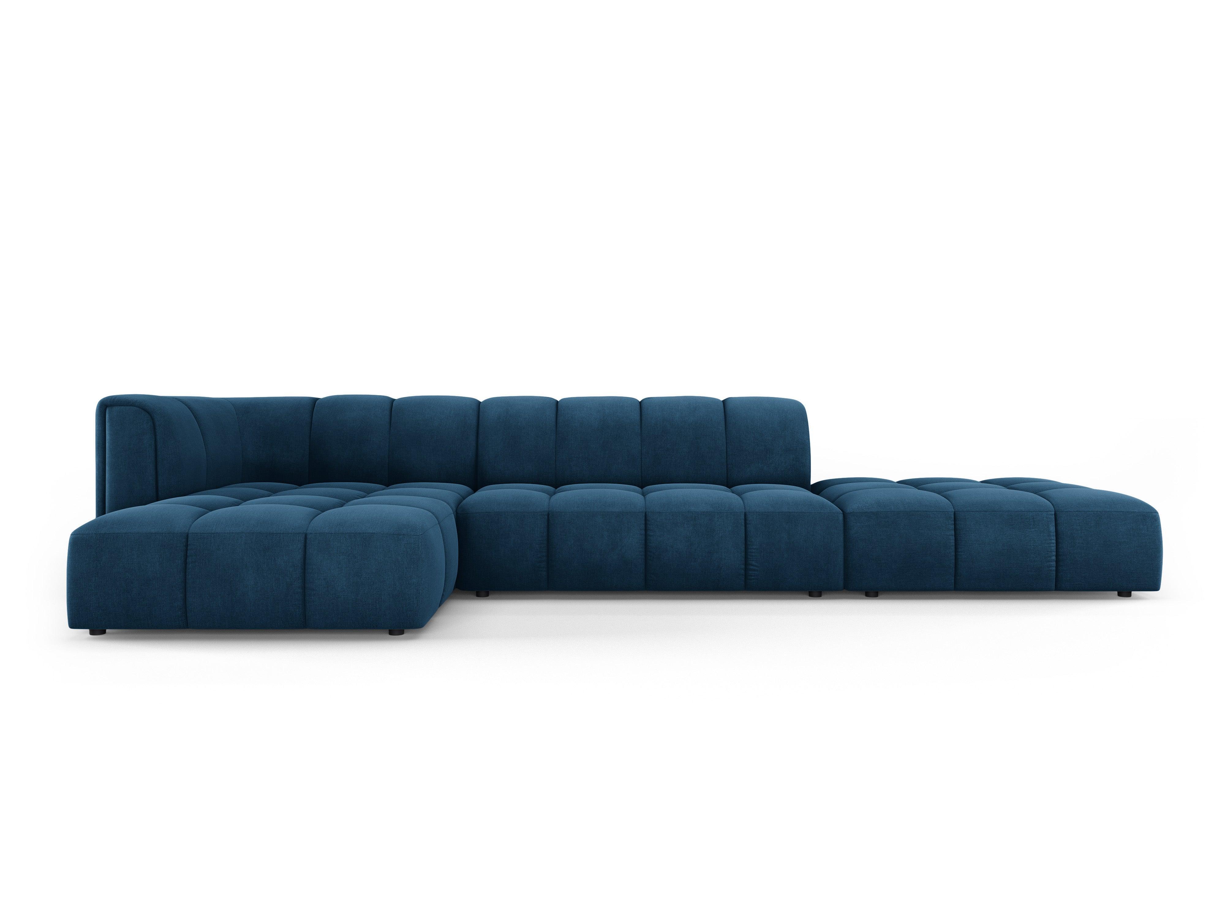 Corner sofa 5 seater left open FRANCESCA royal blue chenille Milo Casa Eye on Design