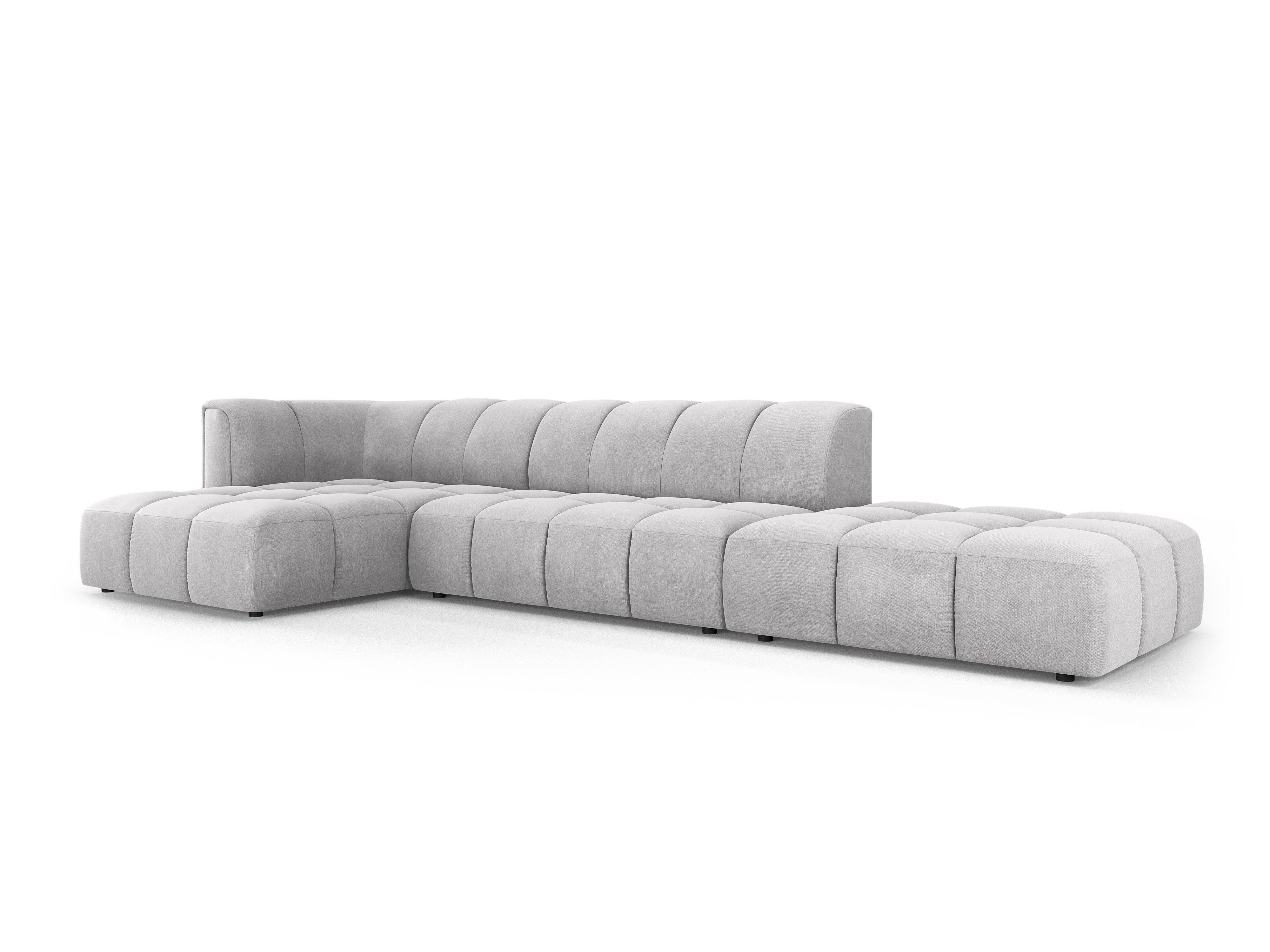 Corner sofa 5 seater left open FRANCESCA light grey chenille Milo Casa Eye on Design