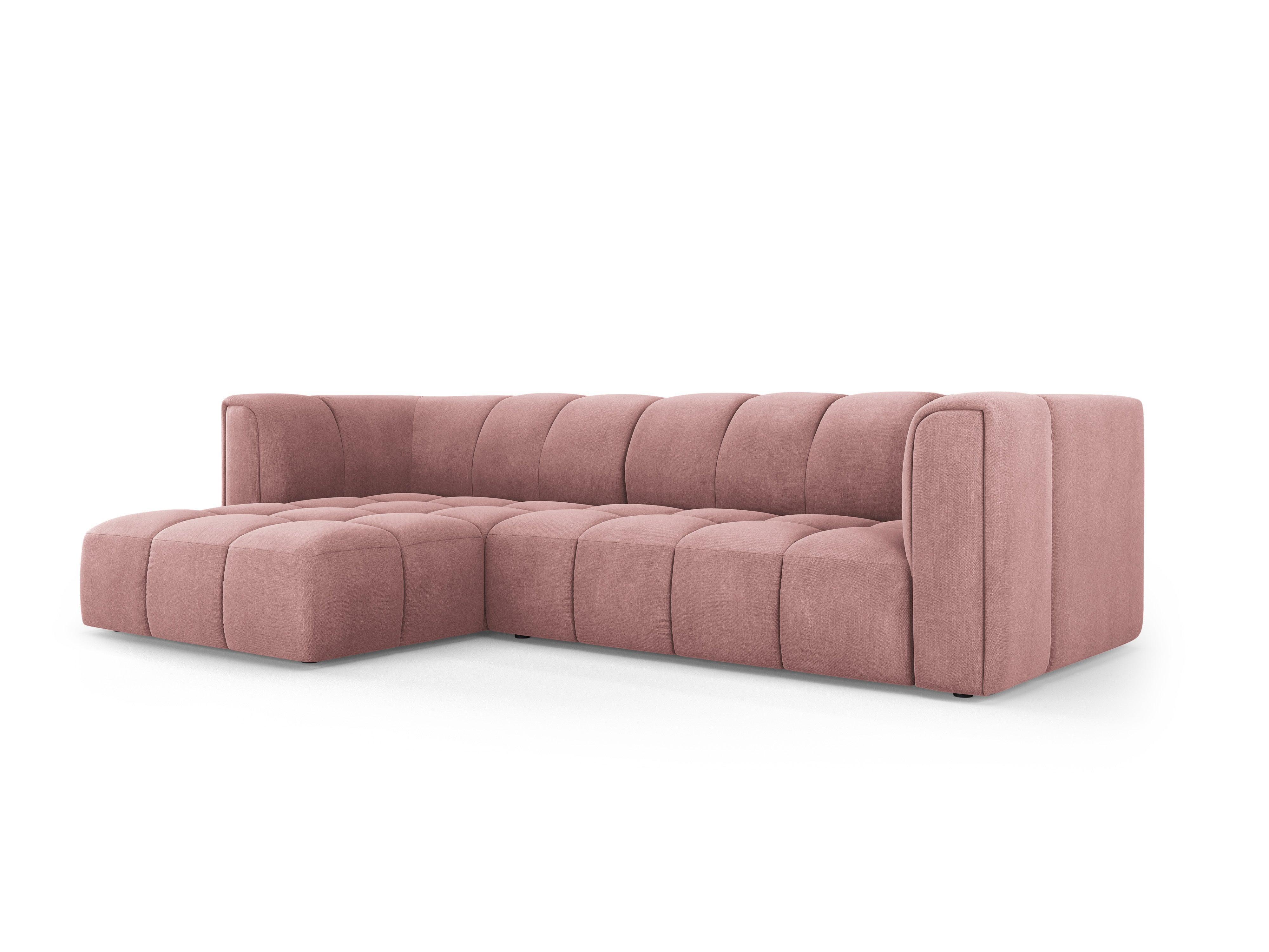 Corner sofa 3 seater left FRANCESCA pink chenille Milo Casa Eye on Design