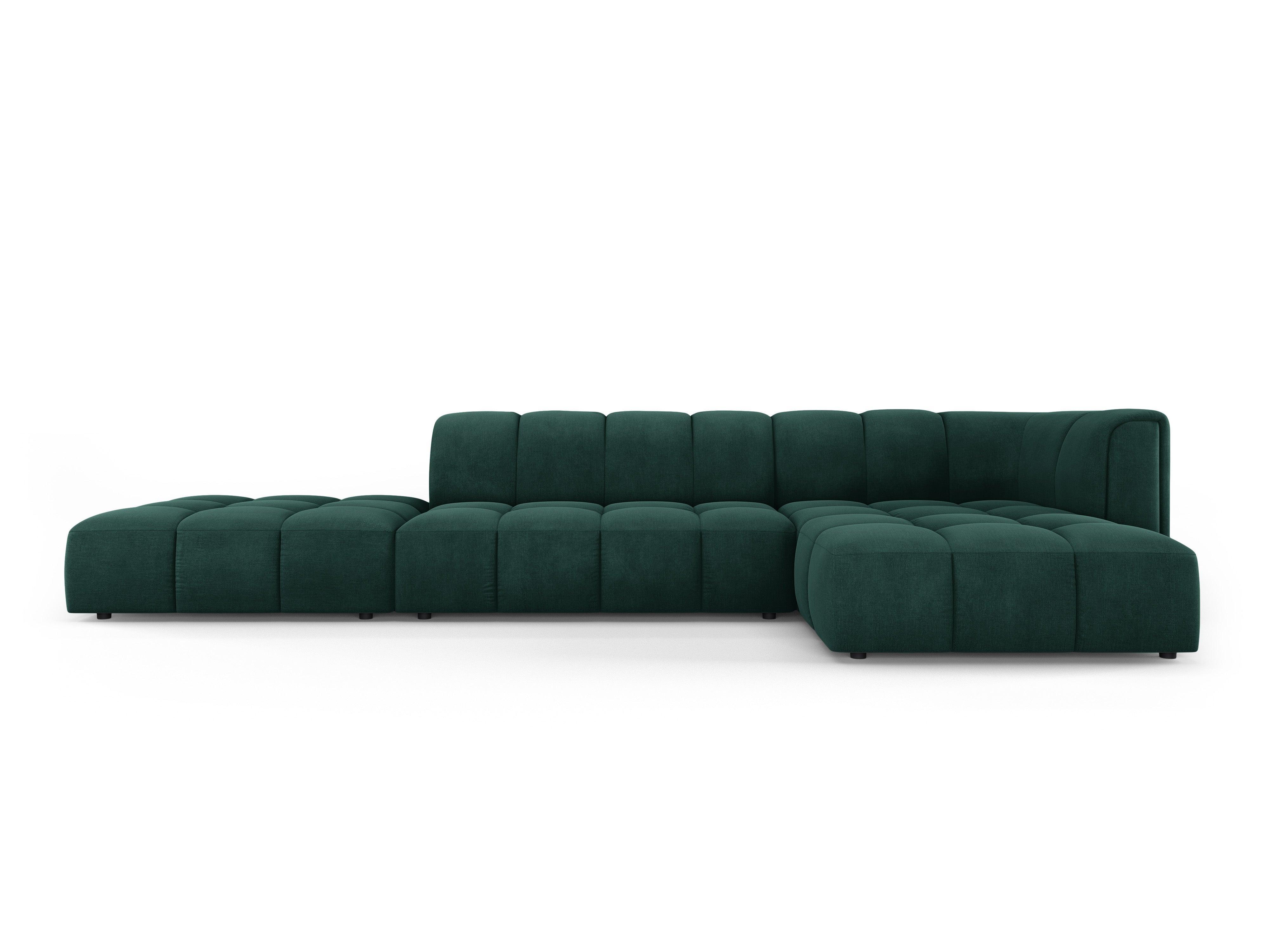 Corner sofa 5 seater right side open FRANCESCA bottle green chenille Milo Casa Eye on Design