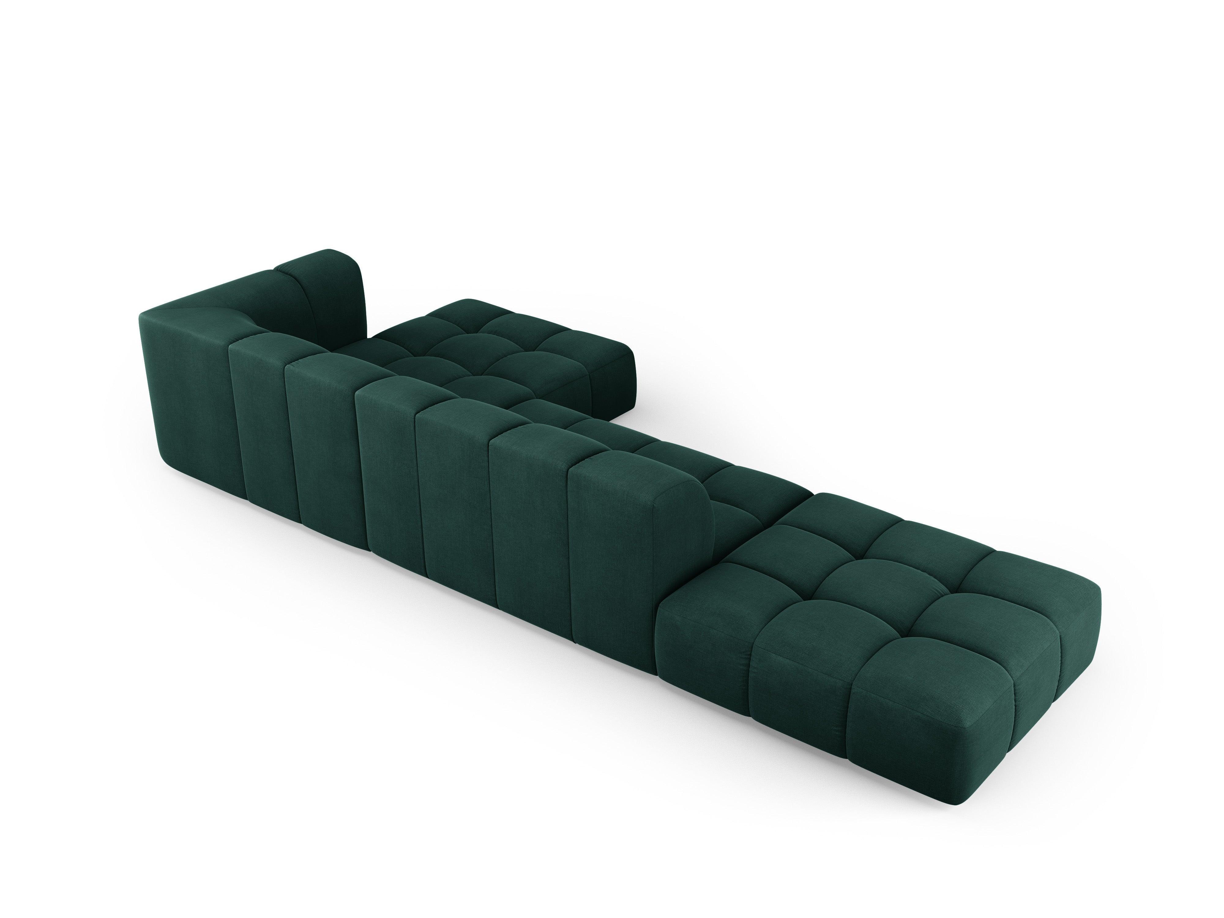 Corner sofa 5 seater right side open FRANCESCA bottle green chenille Milo Casa Eye on Design