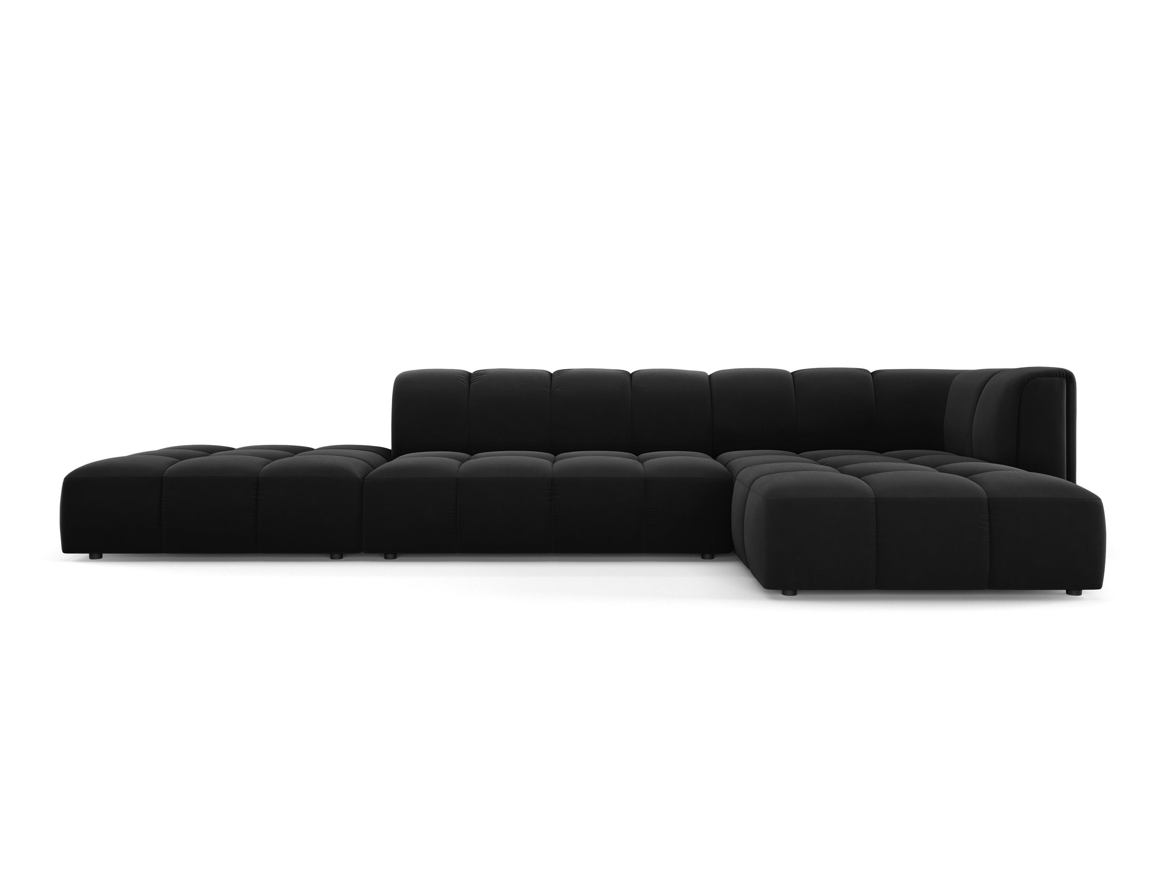 Velvet corner 5 seater right side open FRANCESCA black Milo Casa Eye on Design