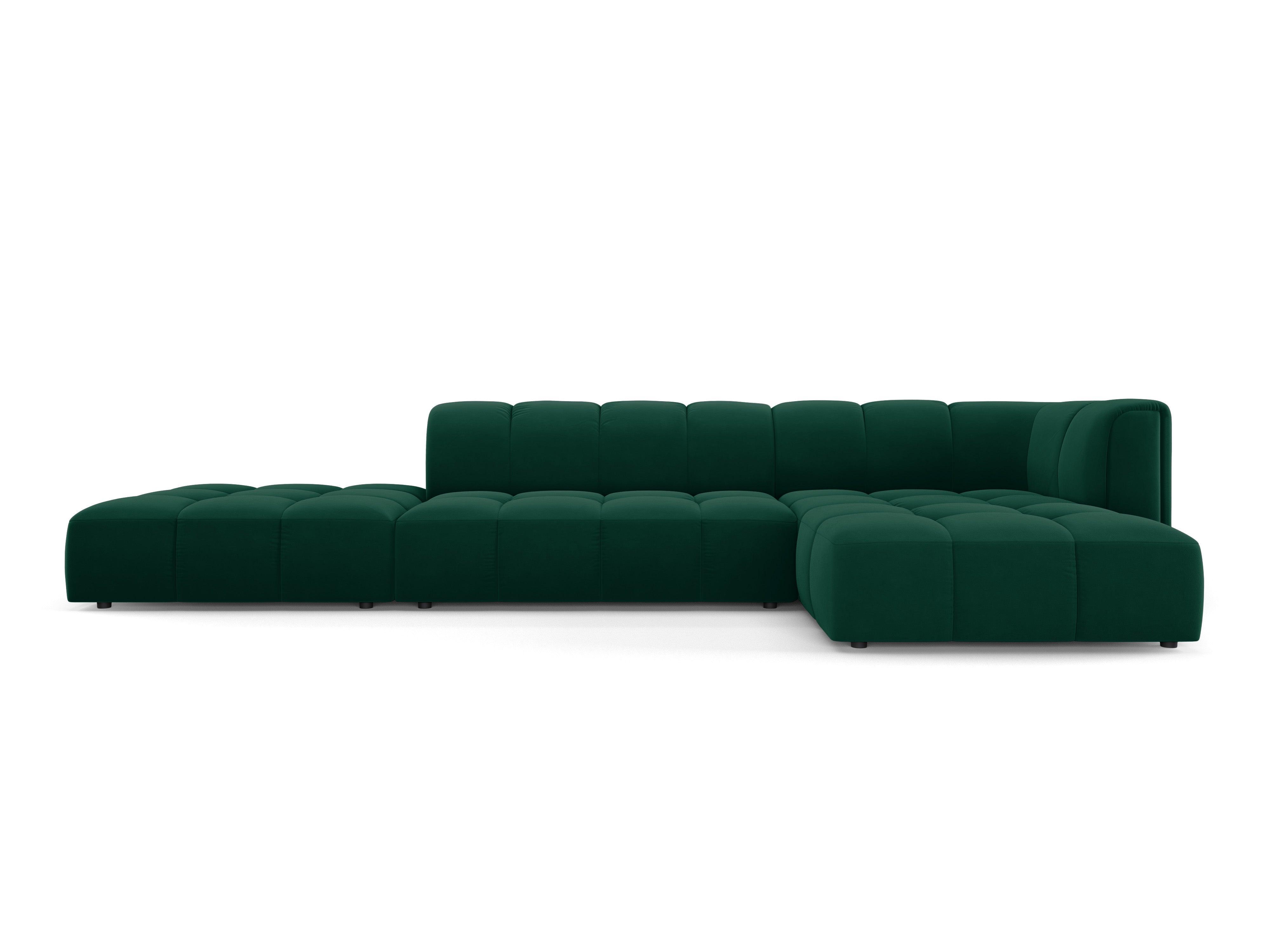 Velvet corner 5 seater right side open FRANCESCA bottled green Milo Casa Eye on Design