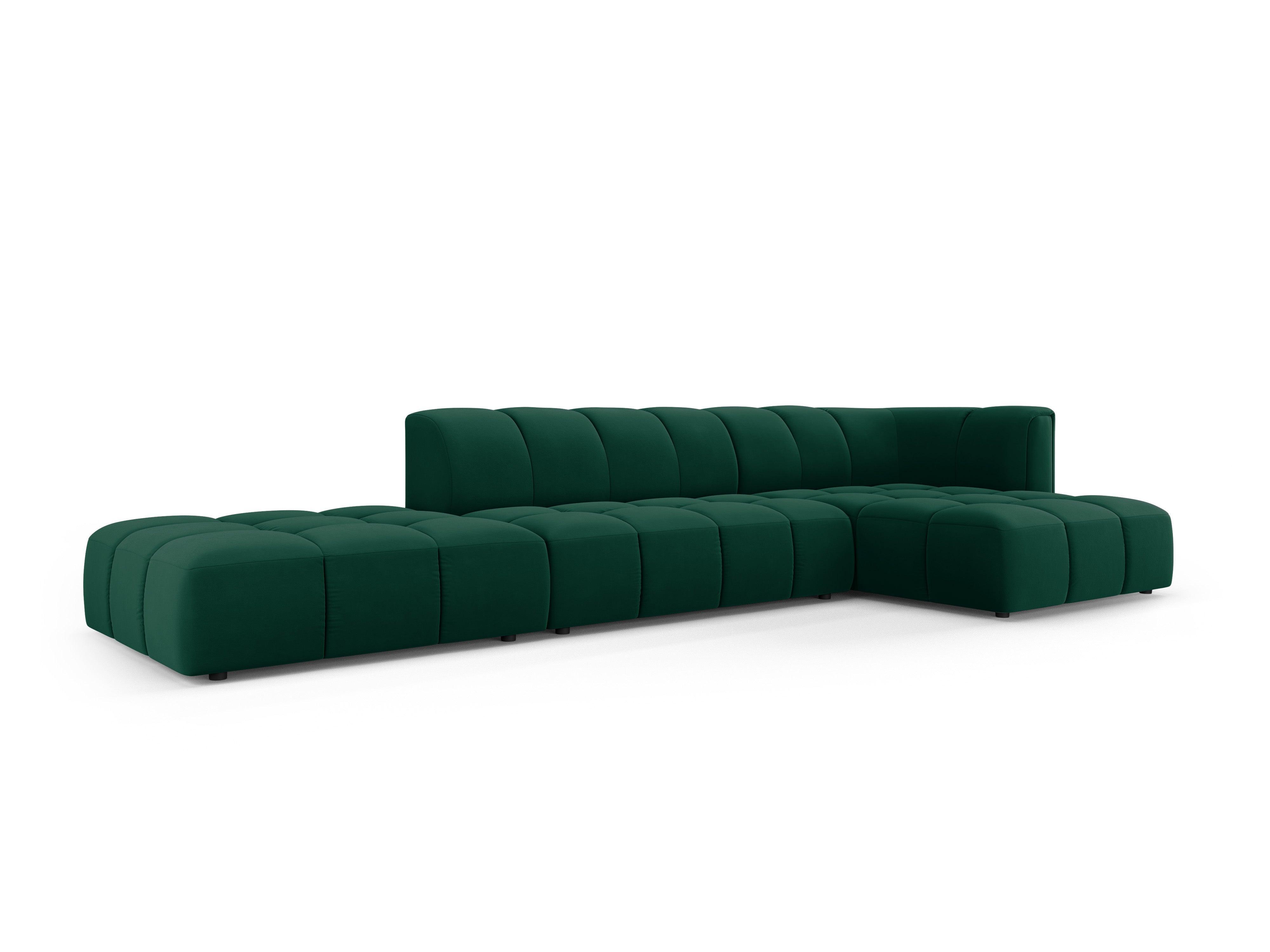 Velvet corner 5 seater right side open FRANCESCA bottle green Milo Casa Eye on Design