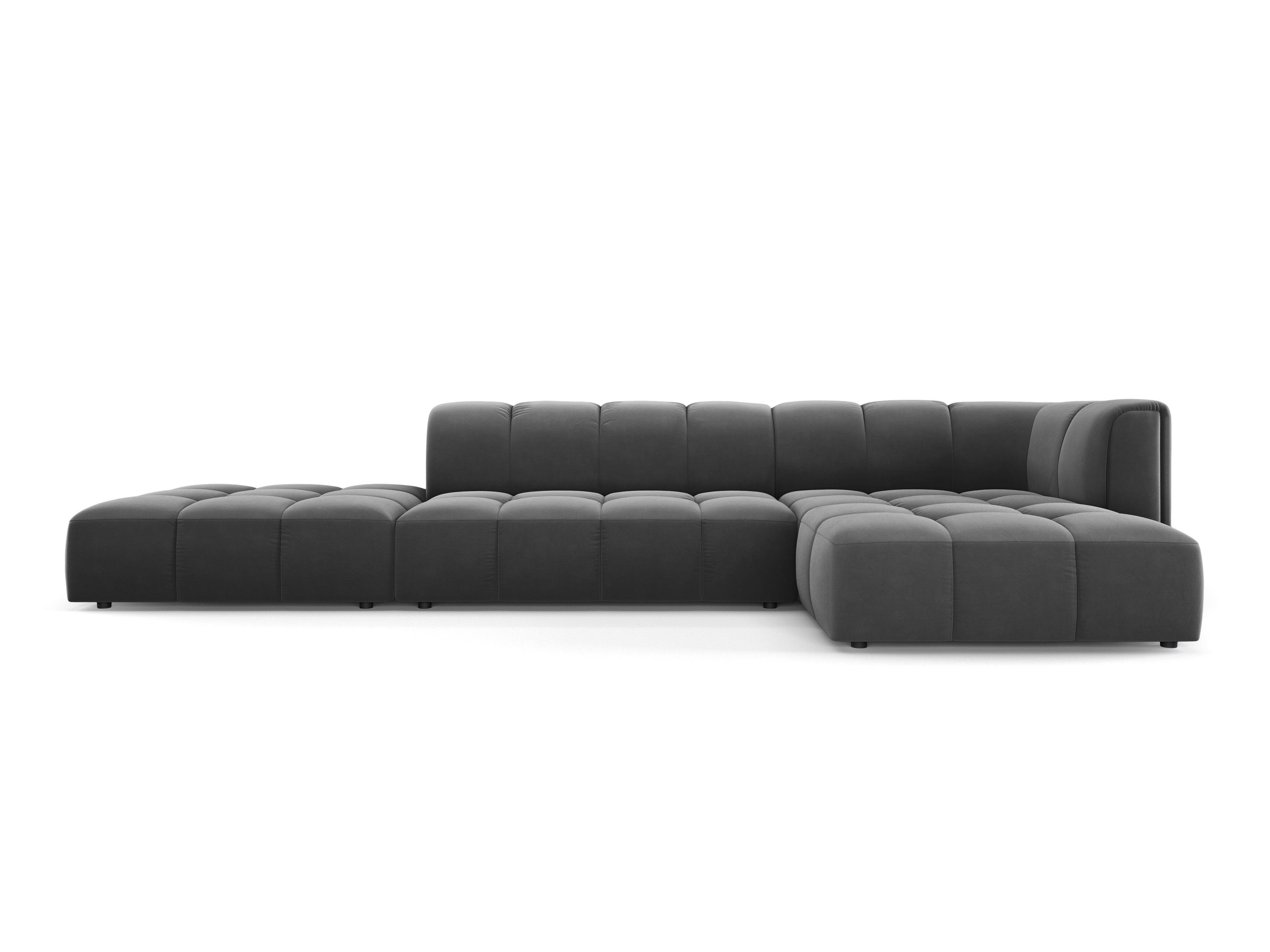 Velvet sofa 5 seater right side open FRANCESCA grey Milo Casa Eye on Design