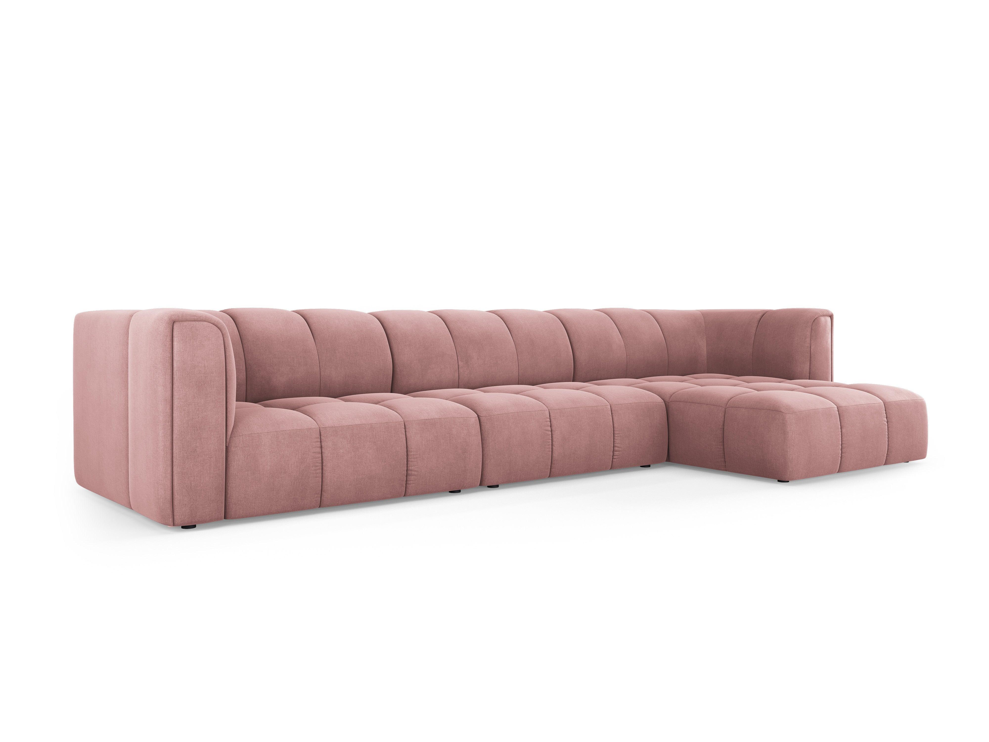 Corner sofa 5 seater right side FRANCESCA pink chenille Milo Casa Eye on Design