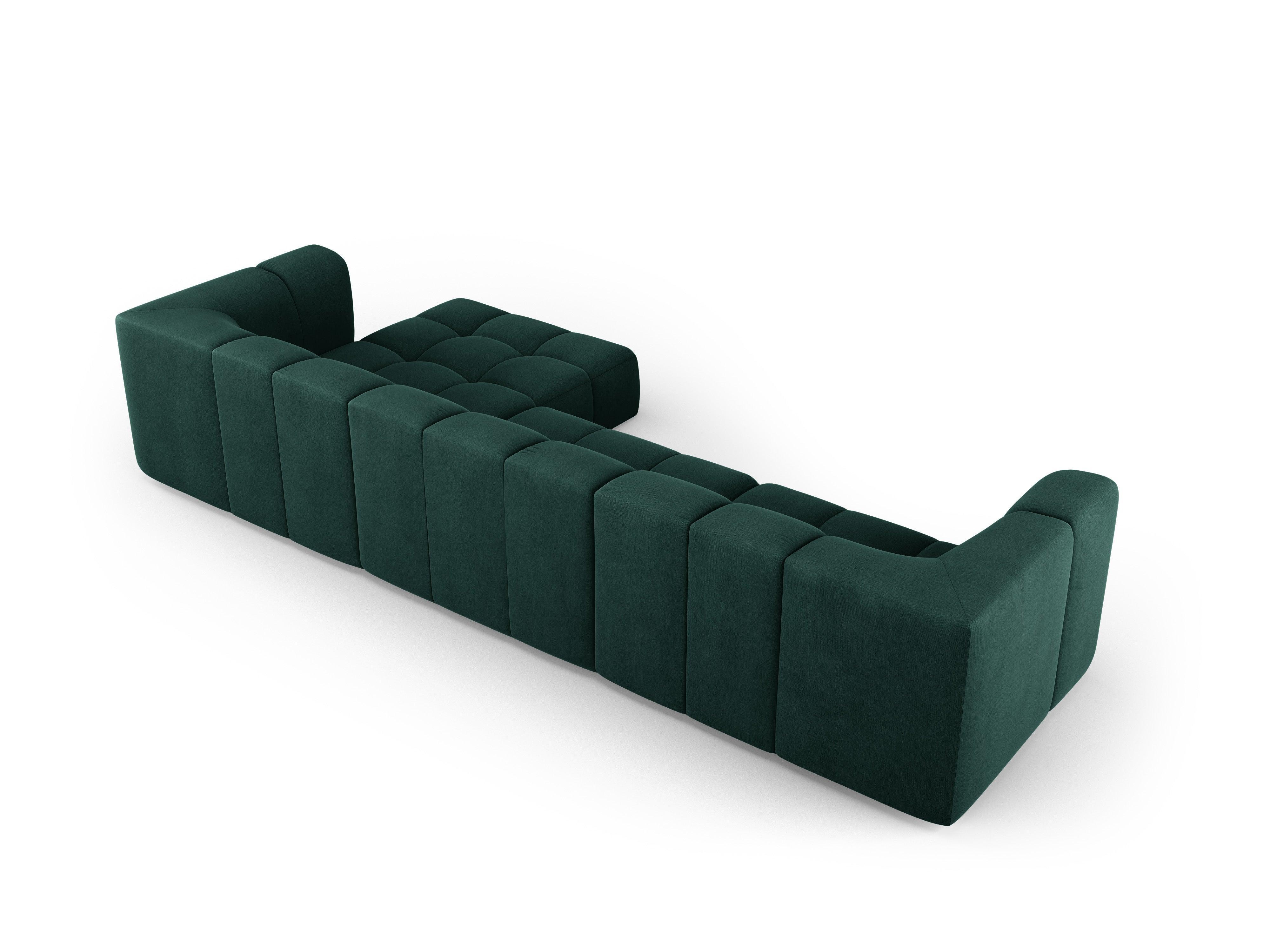 Right side 5 seater corner sofa FRANCESCA bottle green chenille Milo Casa Eye on Design