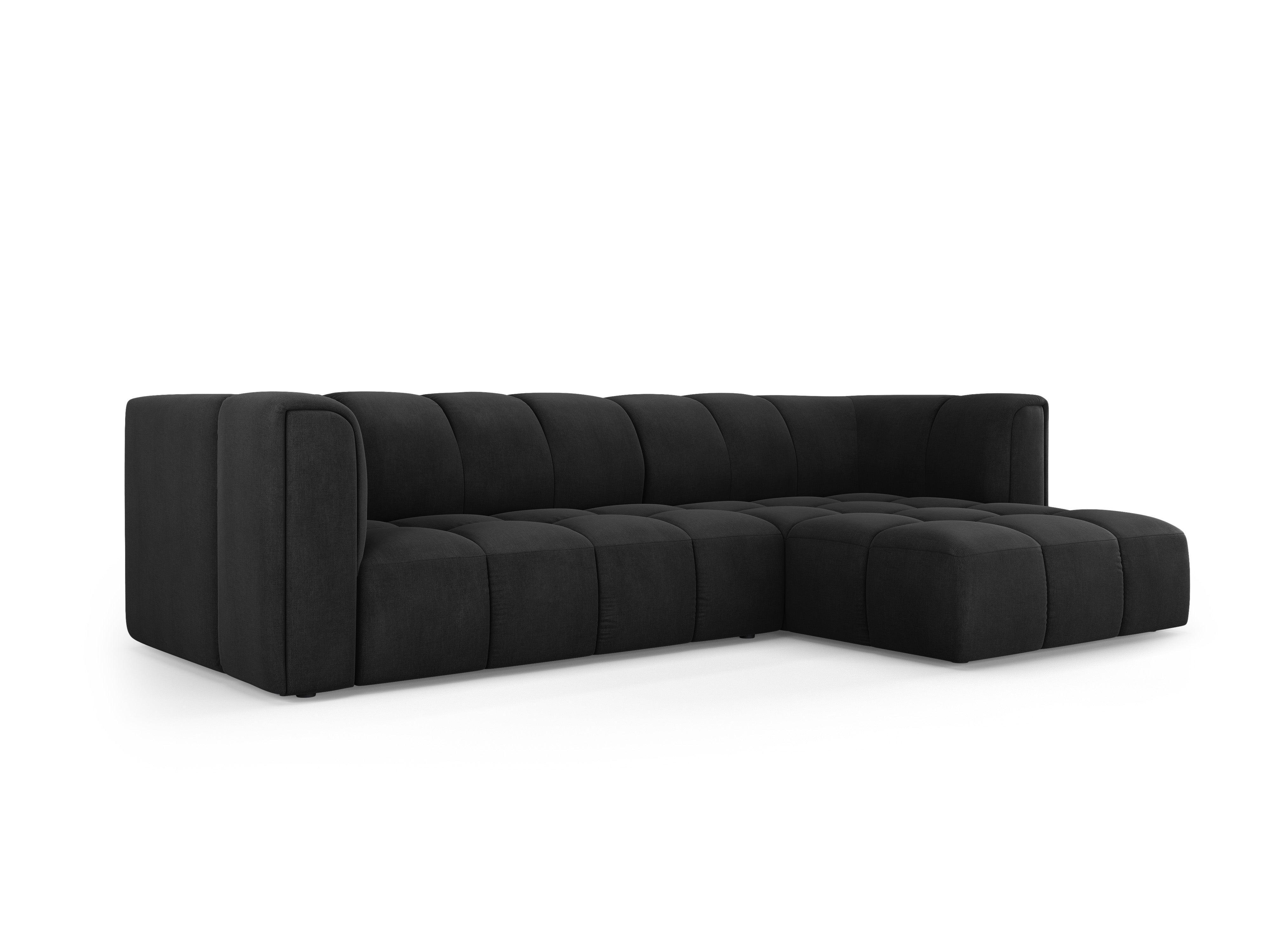 FRANCESCA 3 seater right side corner sofa black chenille Milo Casa Eye on Design