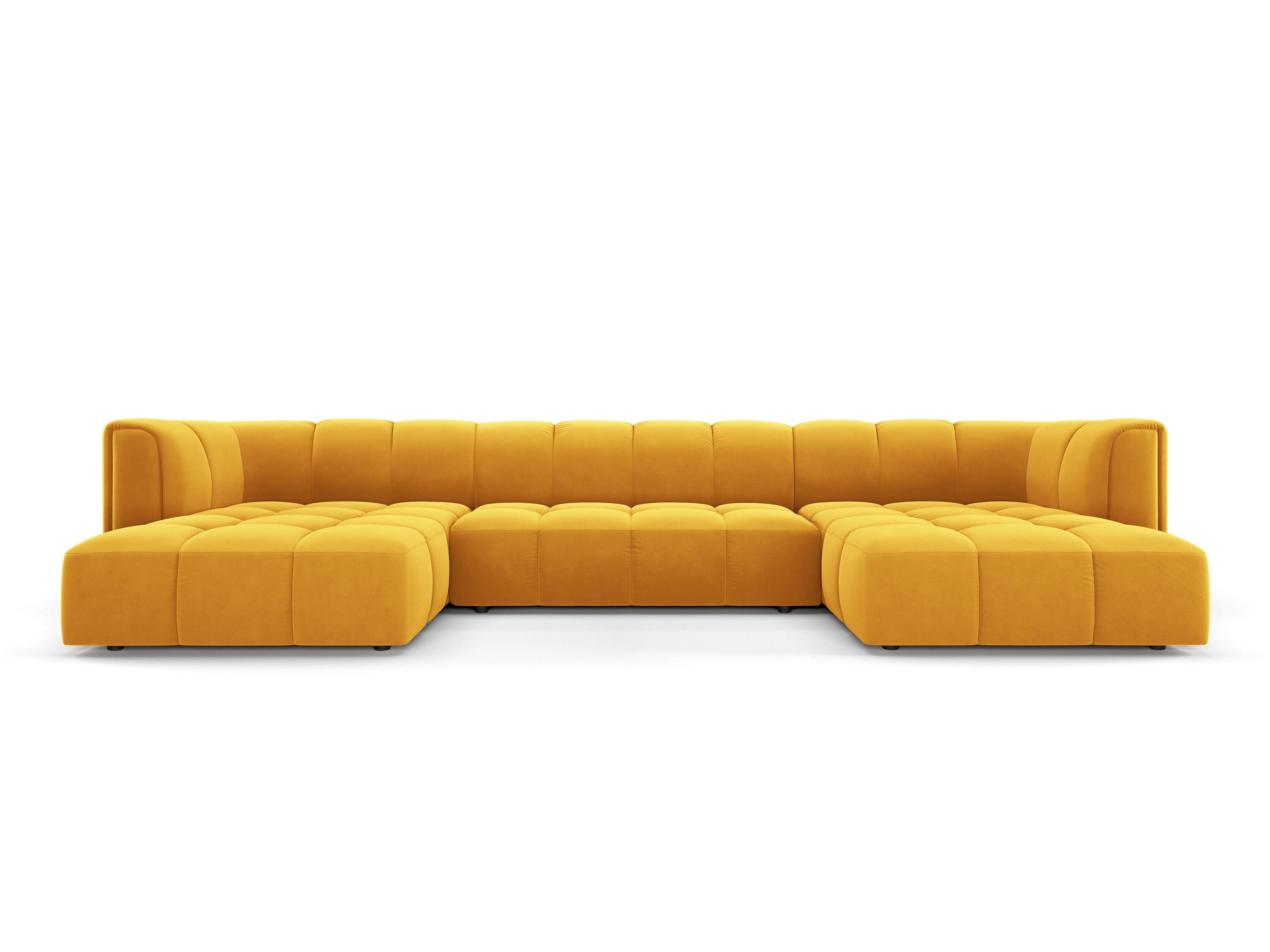 Panoramic velvet sofa FRANCESCA yellow Milo Casa Eye on Design