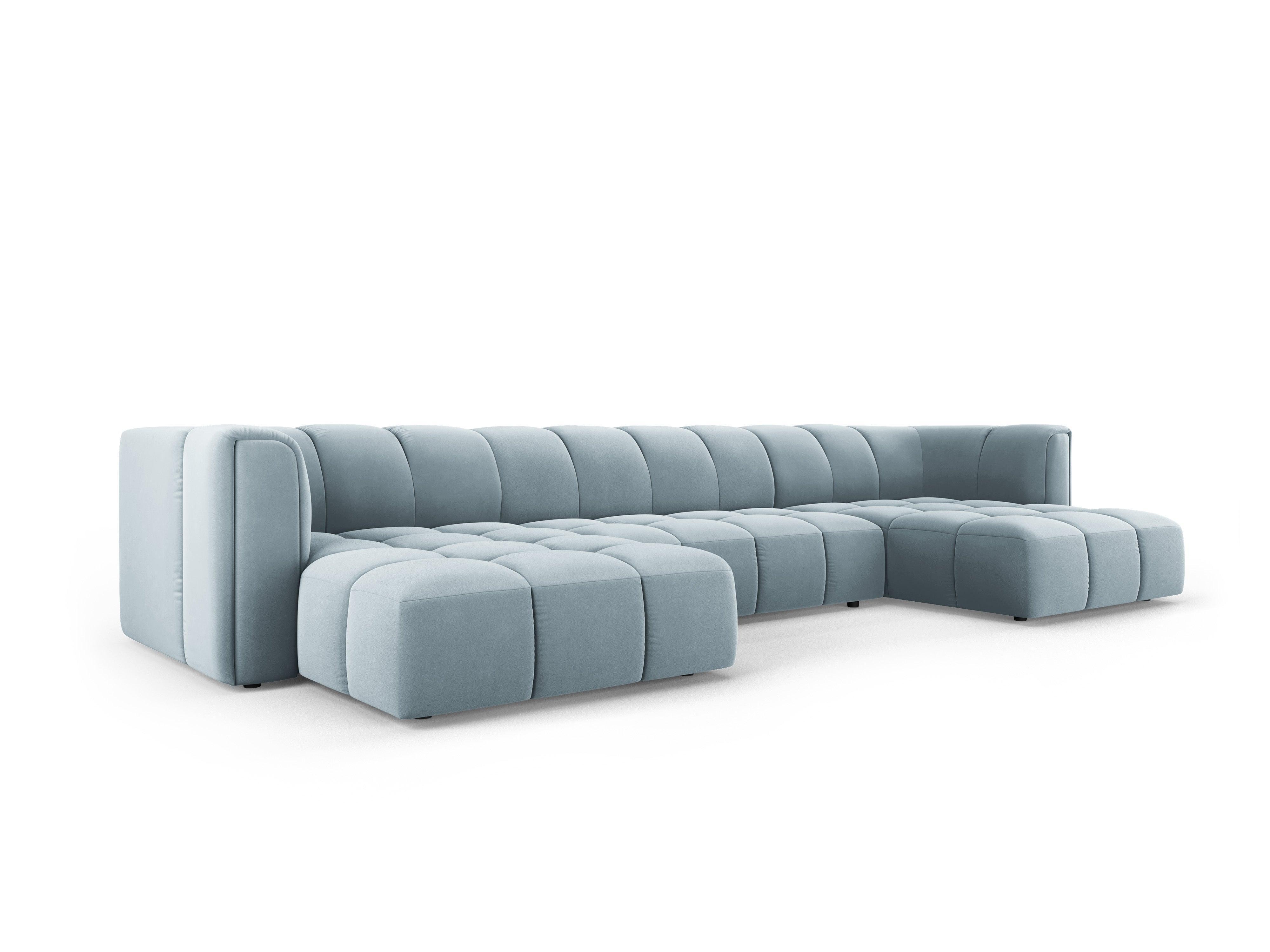 Panoramic velvet sofa FRANCESCA light blue Milo Casa Eye on Design