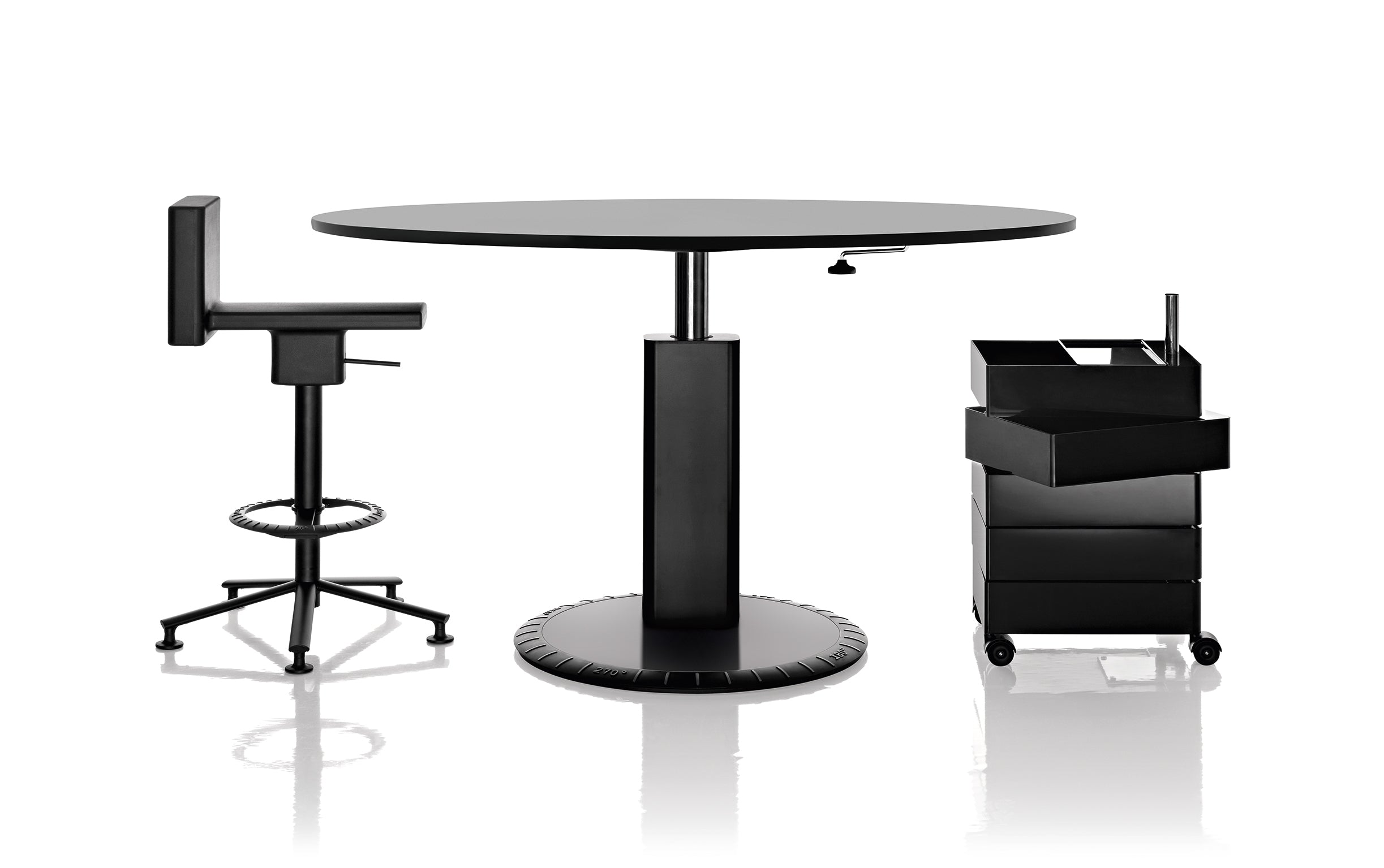 Adjustable 360° Black Round Table