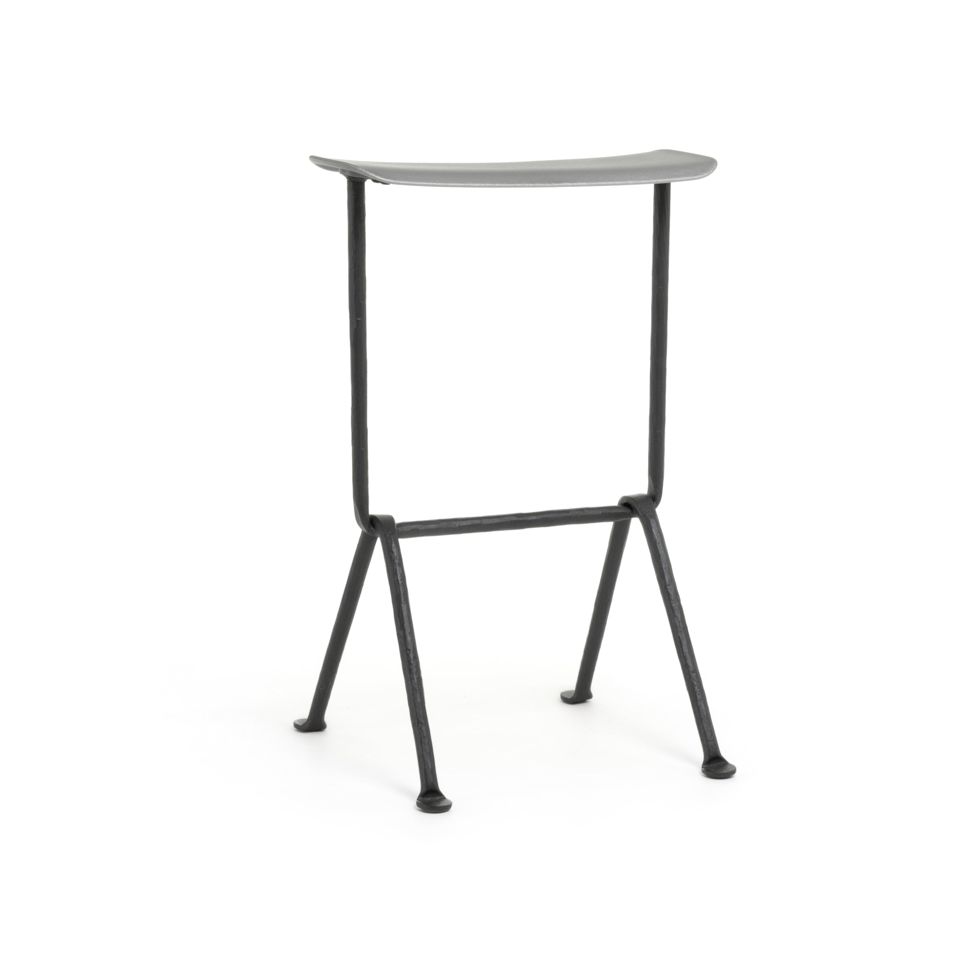 OFFICINA bar stool with anthracite base and metallic seat
