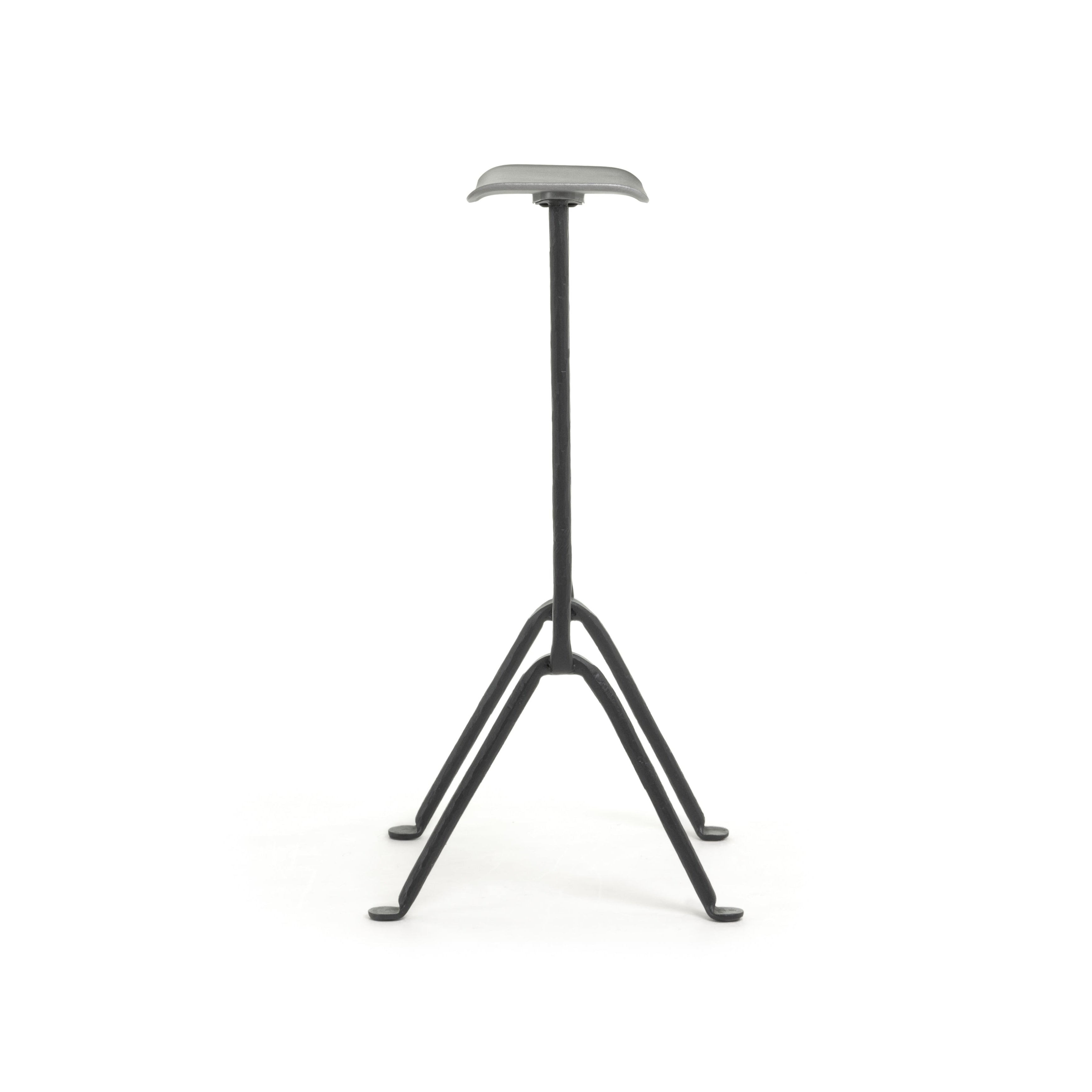 OFFICINA bar stool with anthracite base and metallic seat