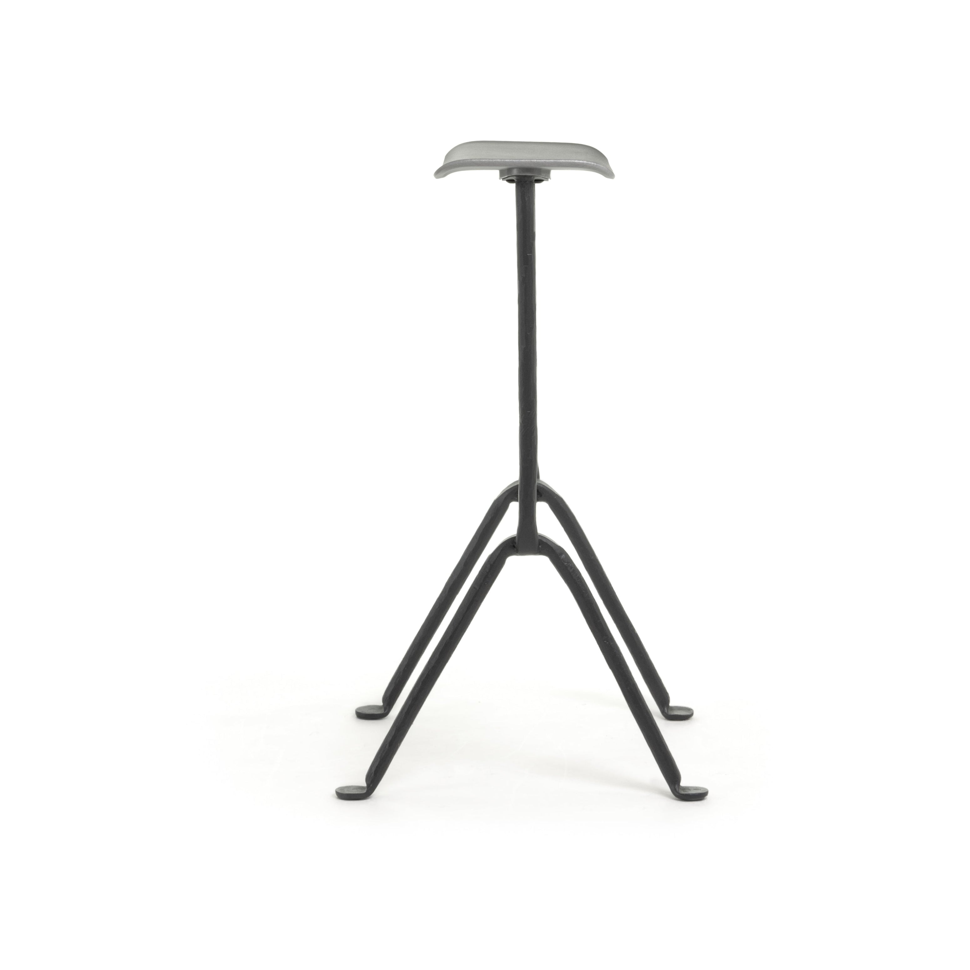OFFICINA bar stool with anthracite base and metallic seat