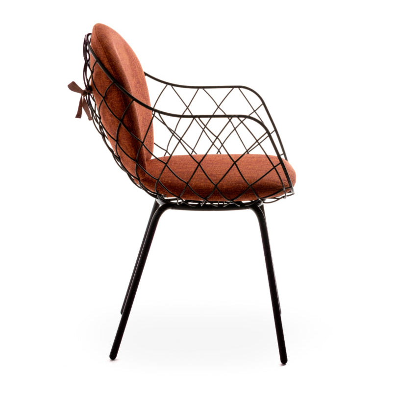 Záhradná stolička PIÑA červená s hnedým podstavcom