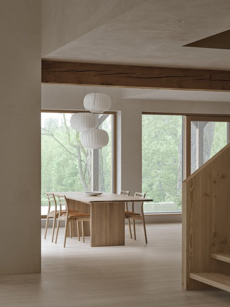 CABIN Table with Gray Limestone Top and Light Oak Base