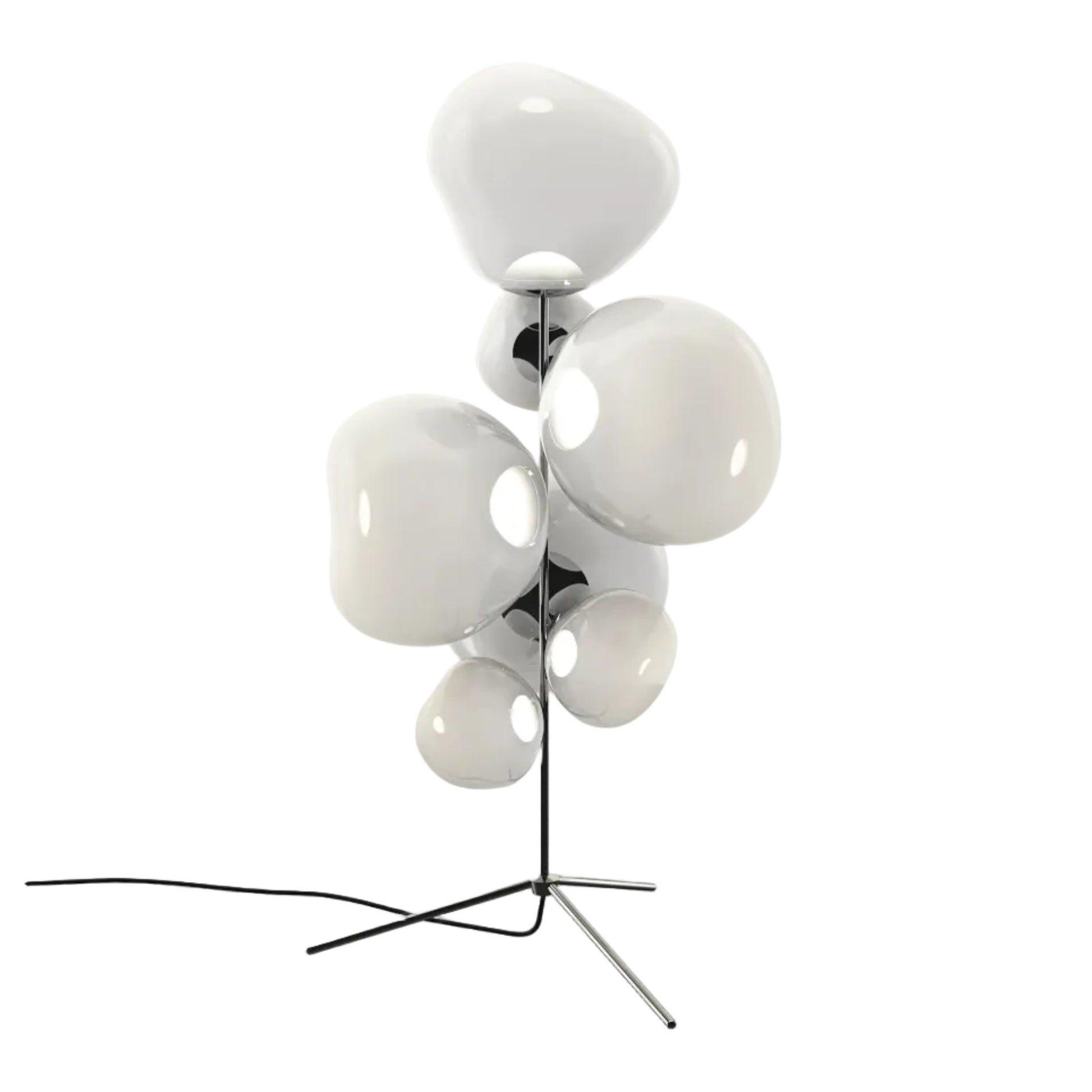 Podlahová lampa MELT opálová so strieborným povrchom