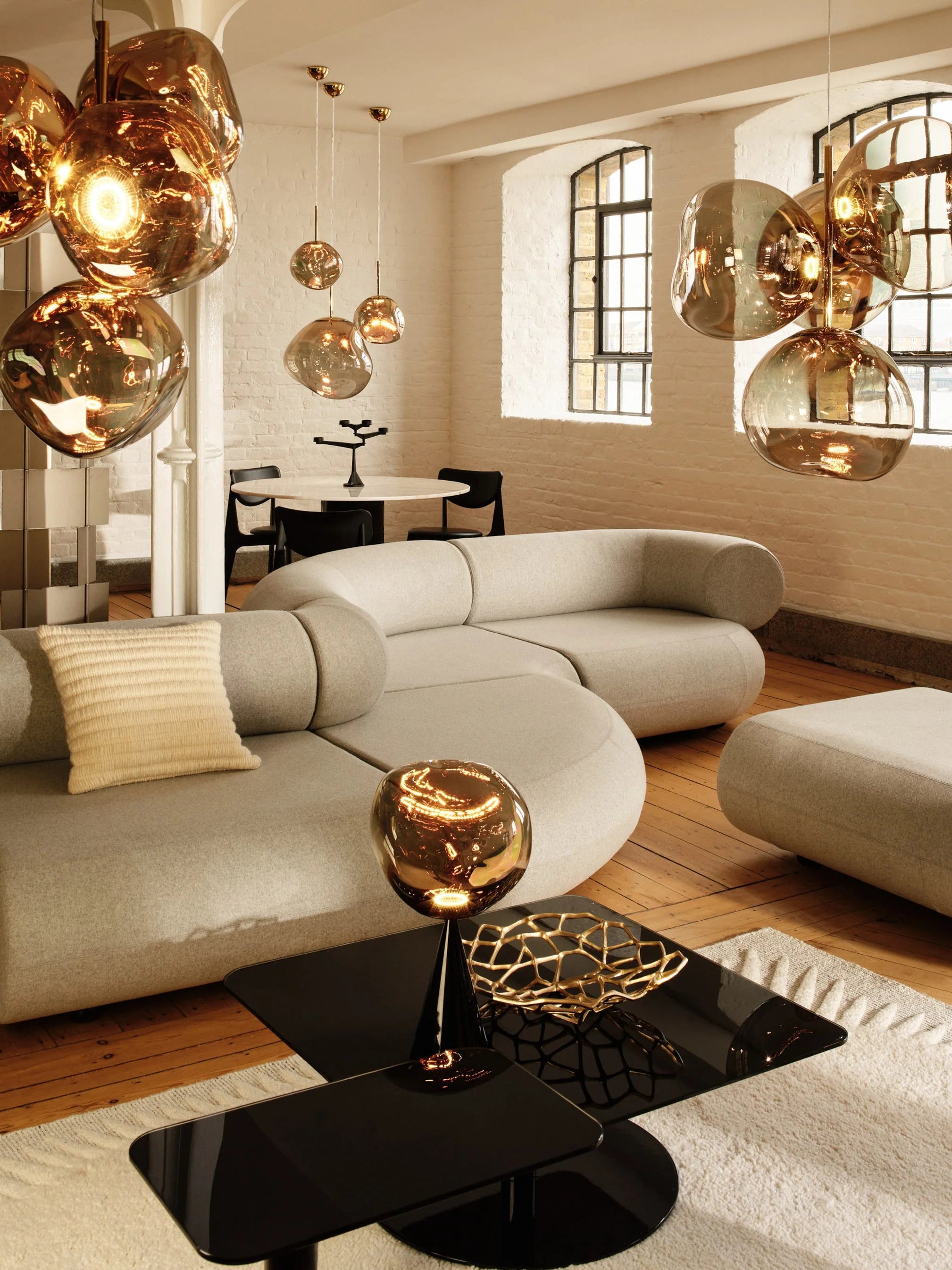 MELT brown table lamp with a black base