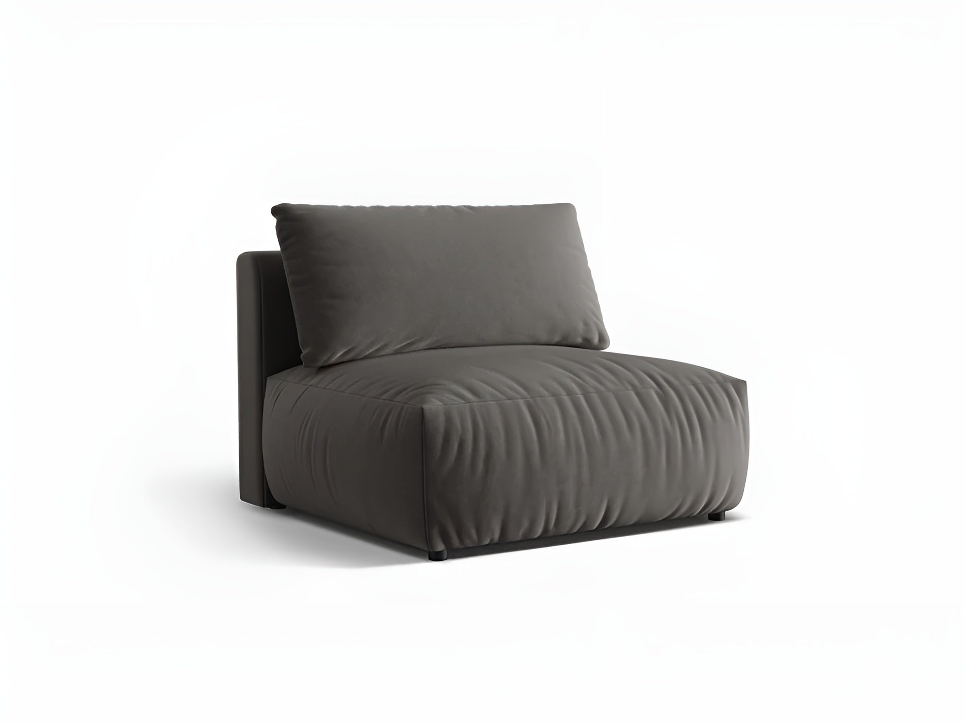 Velvet modular sofa CHRIS - wide central element dark gray