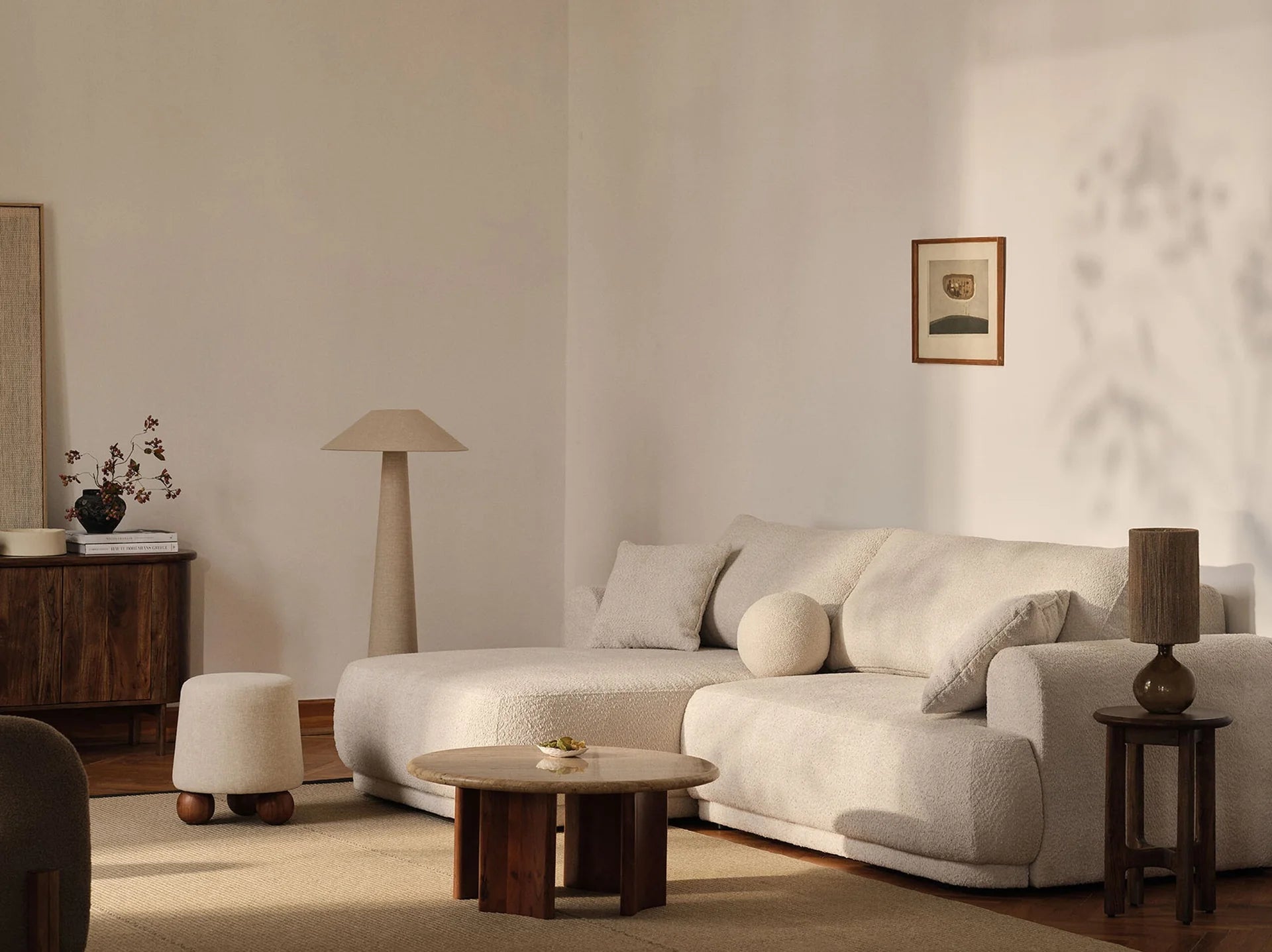 Velvet left -hand corner with Ella light beige sleeping function