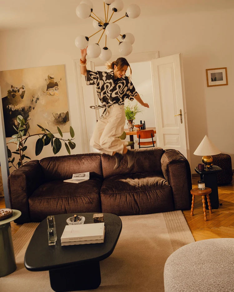 Sofa zamatová 4-osobová MARTINA XL čokoládový