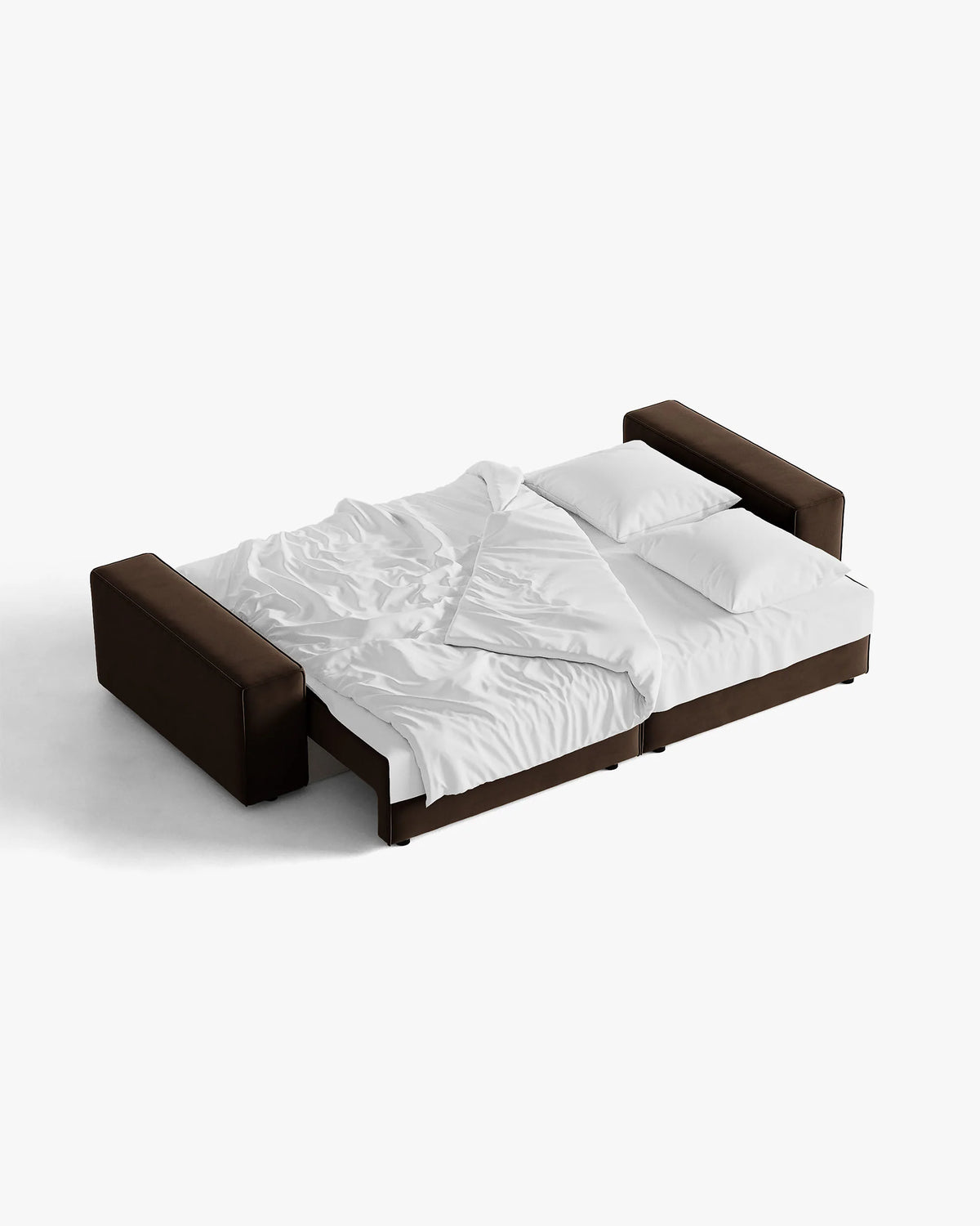 Sofa z jemného zamatového materiálu pre 3 osoby s funkciou spania JODIE čokoládová