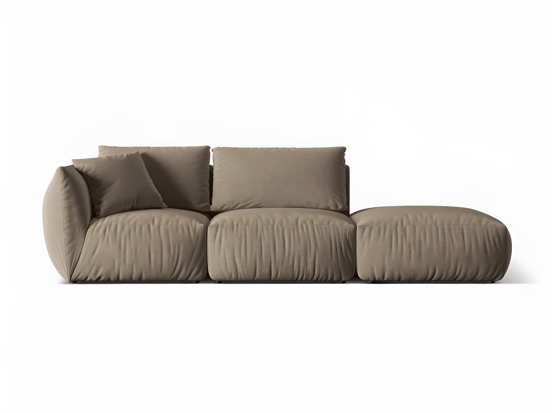 Right-facing 3-seater velvet modular sofa CHRIS light brown
