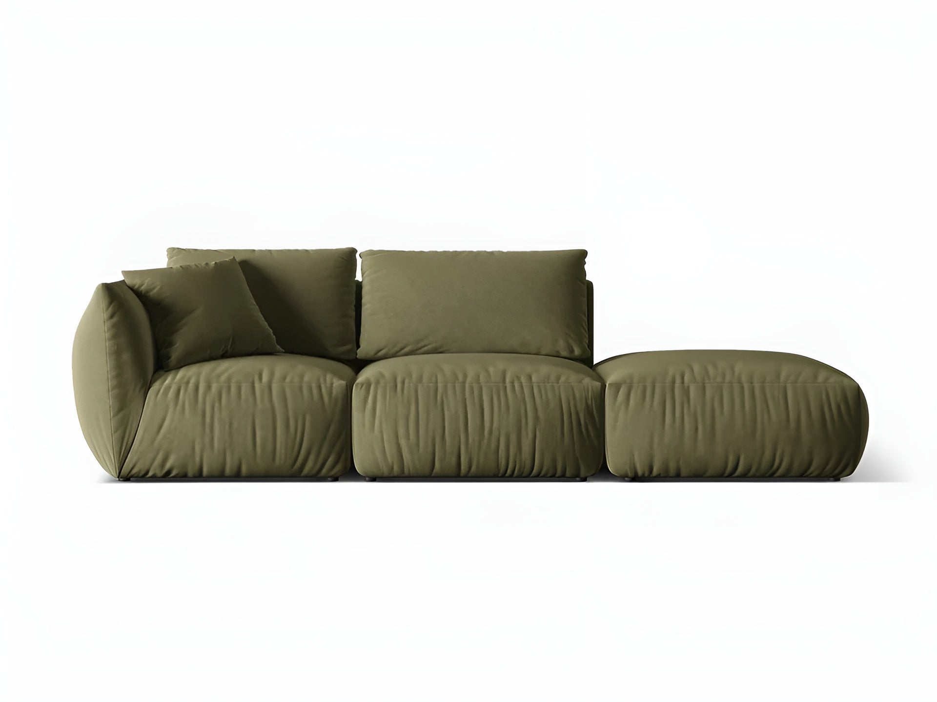 Modular velvet 3-seater right-facing sofa CHRIS light green