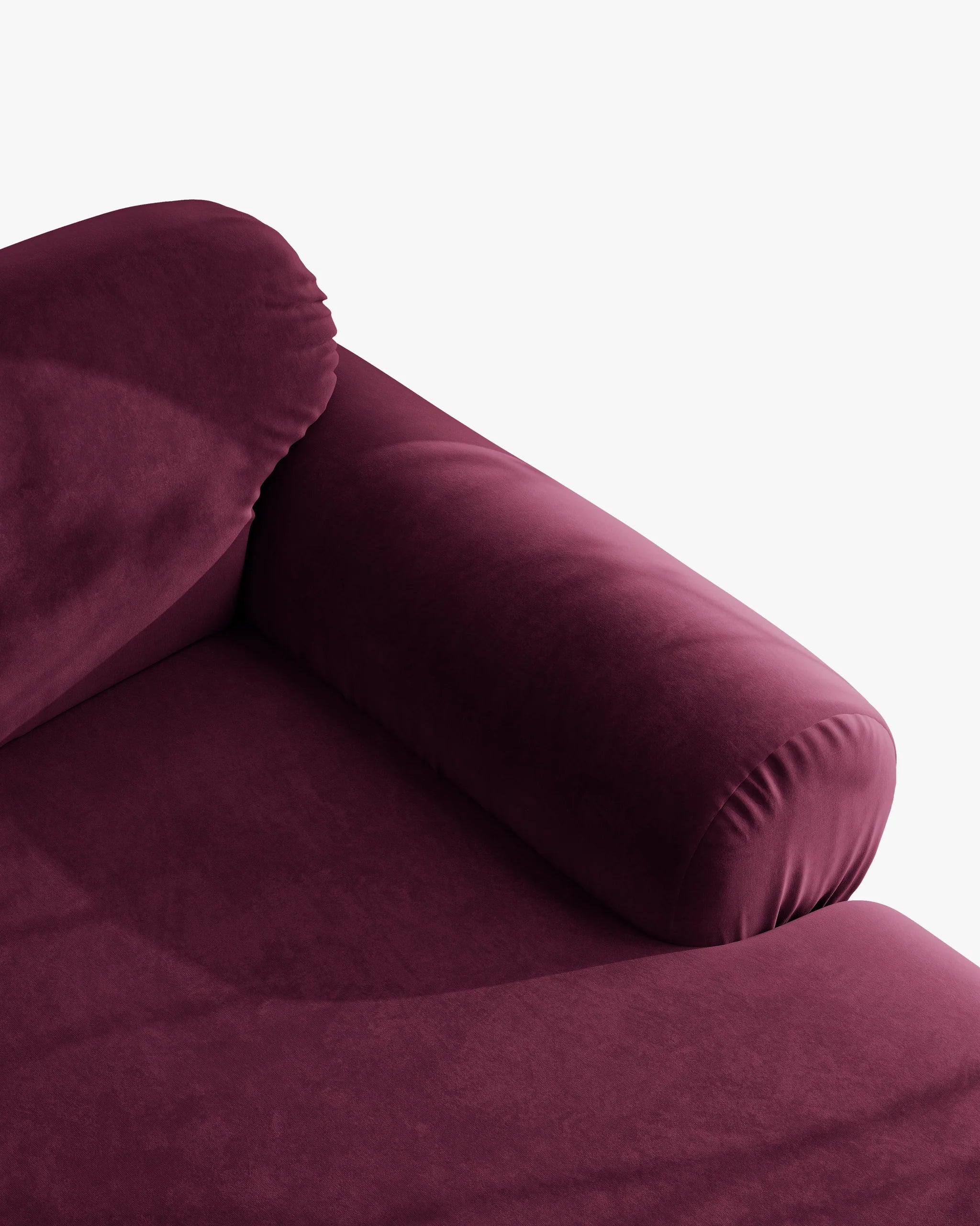 Sofa 3-osobová z aksamitného materiálu OPHELIA v burgundskej farbe