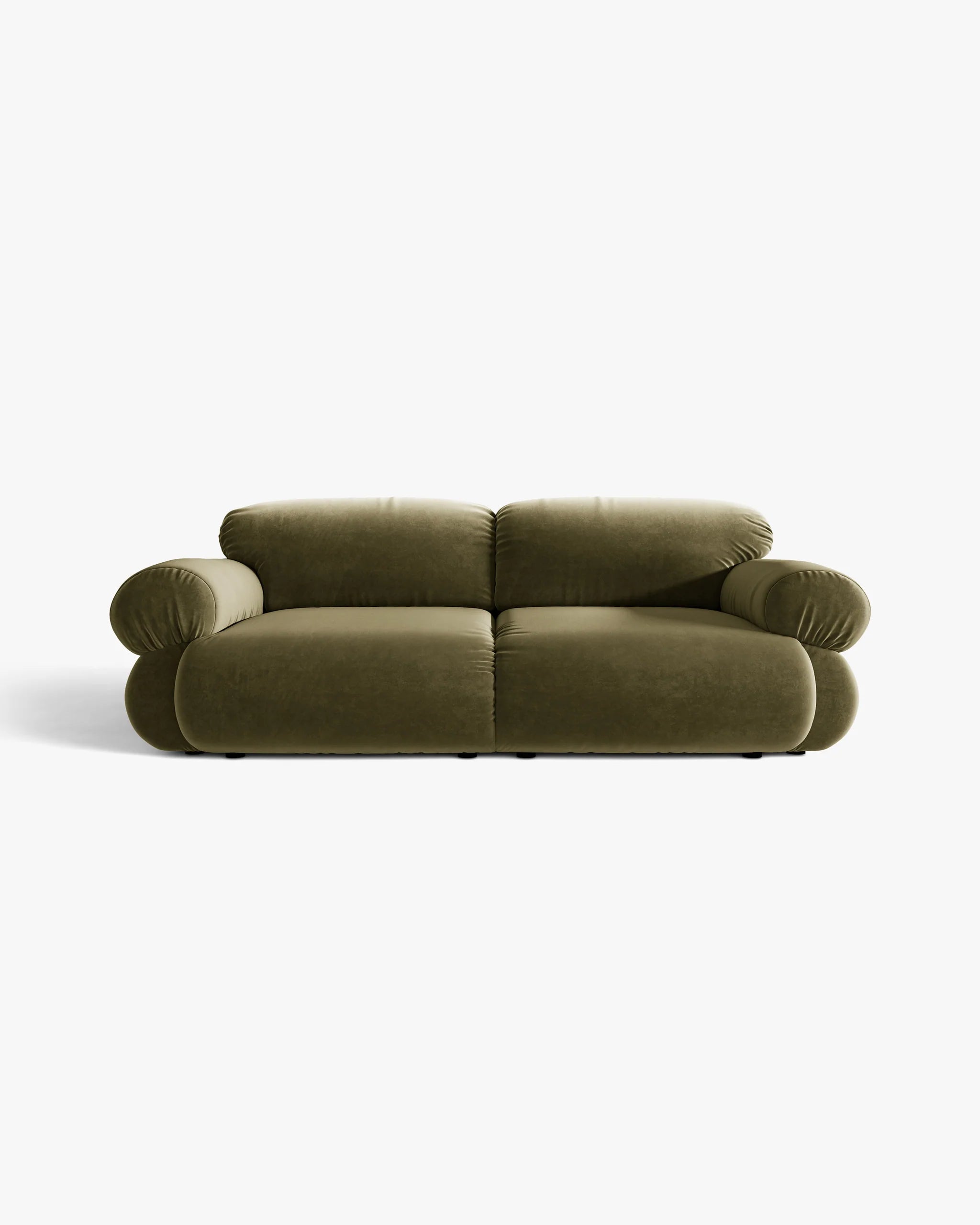Sofa 3-osobová z aksamitného materiálu OPHELIA v olivovej farbe