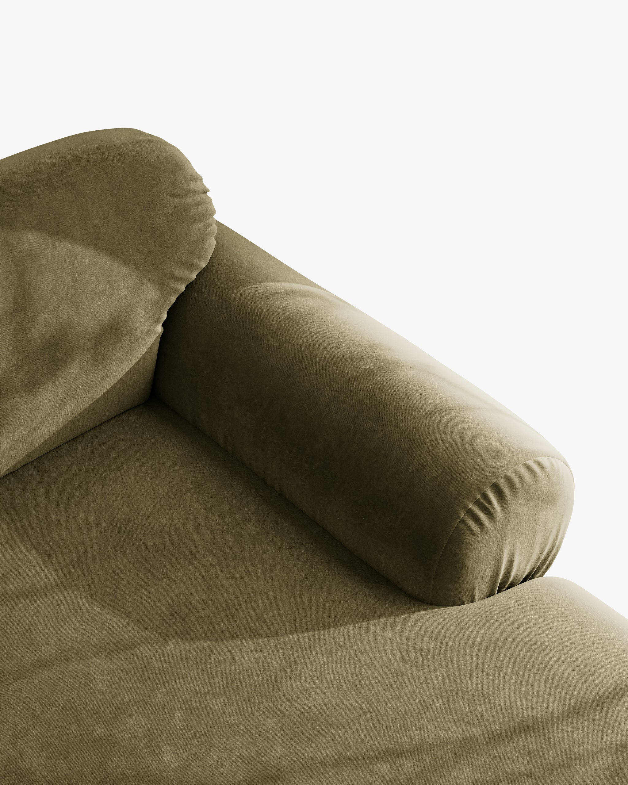 Sofa 3-osobová z aksamitného materiálu OPHELIA v olivovej farbe