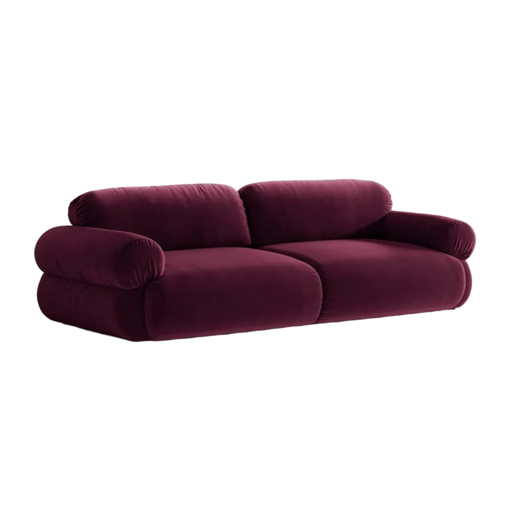 Sofa pre 4 osoby, zamatová OPHELIA v burgundskej farbe