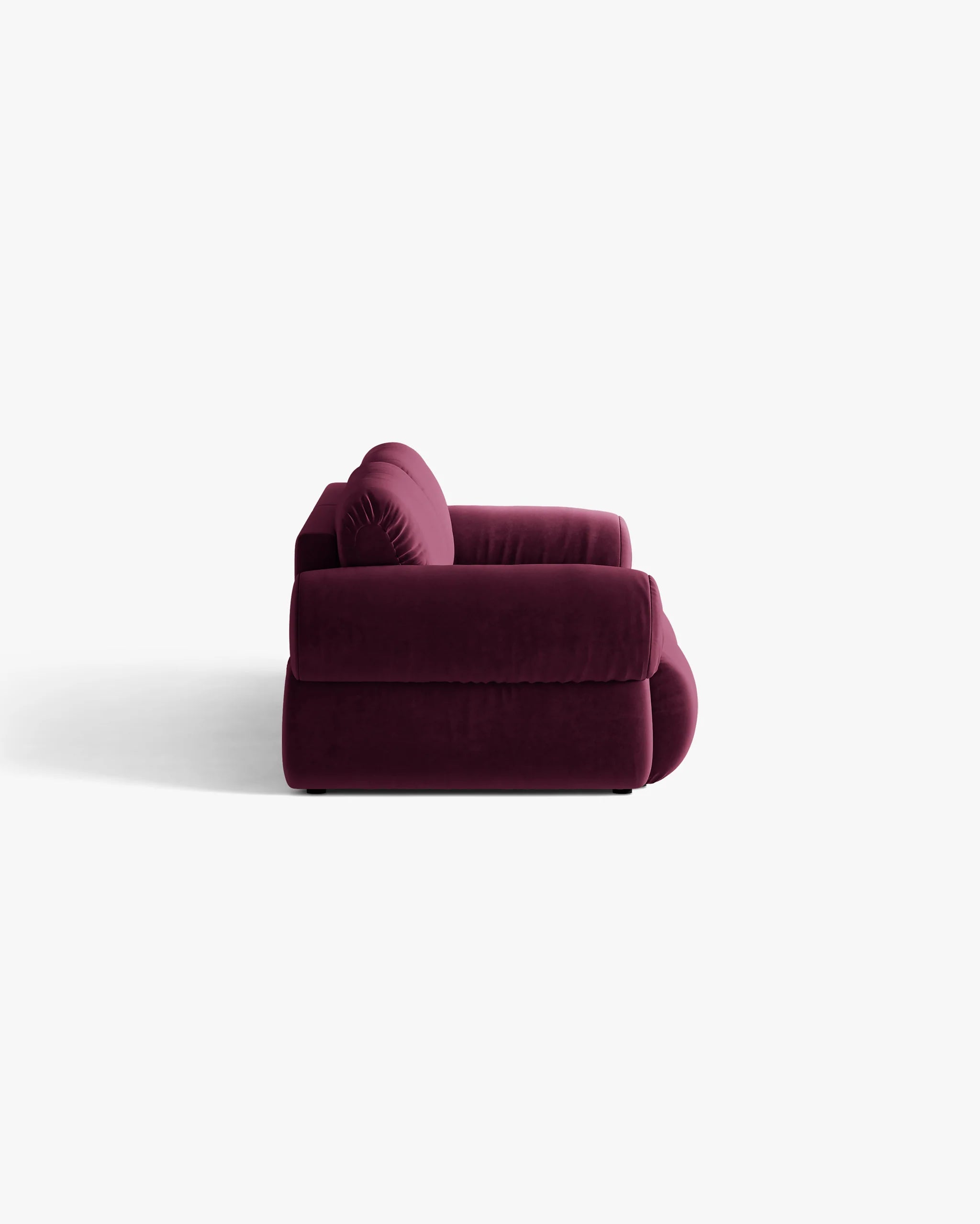 Sofa pre 4 osoby, zamatová OPHELIA v burgundskej farbe