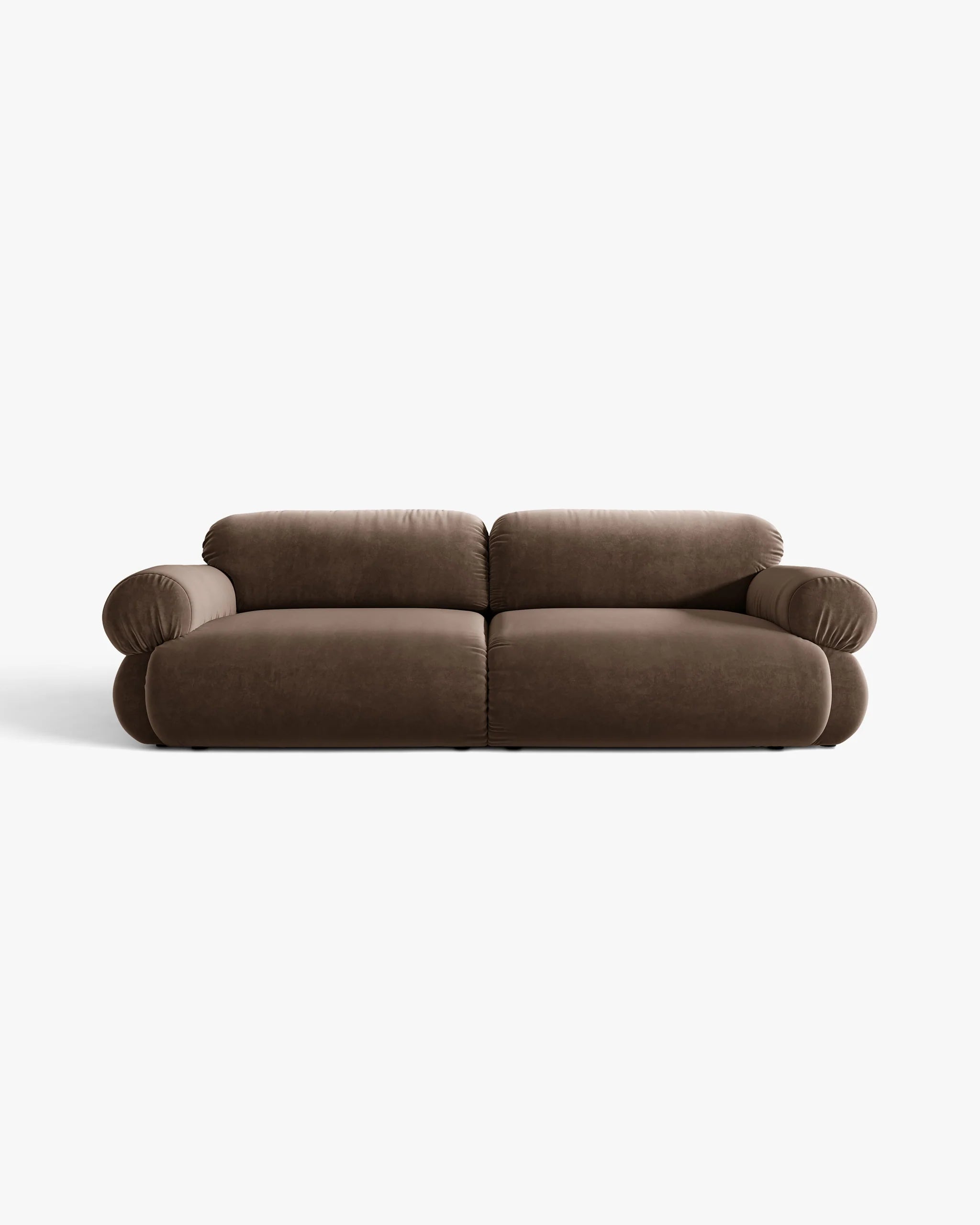 Sofa pre 4 osoby z aksamitom OPHELIA v čokoládovej farbe